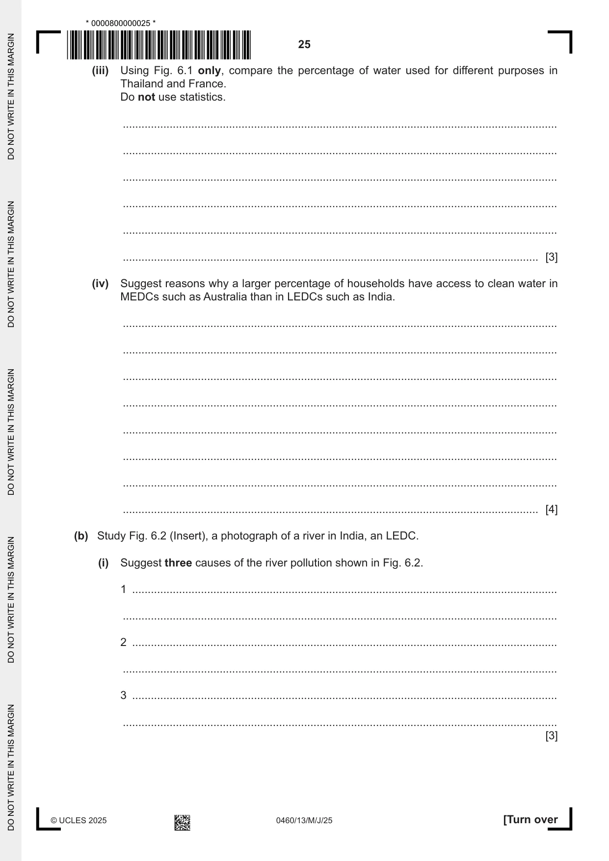 Cambridge IGCSE Geography 0460 2025 May/June Paper 1 · Variant 3 question paper, page 25 of 28