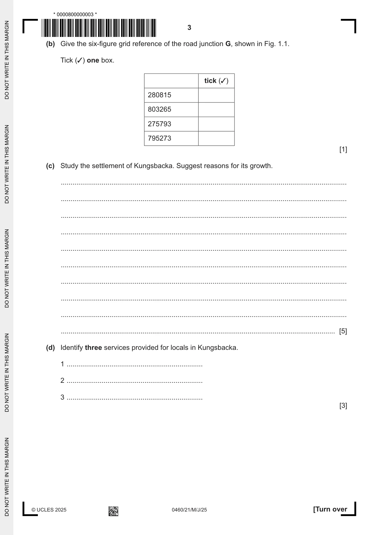 Cambridge IGCSE Geography 0460 2025 May/June Paper 2 · Variant 1 question paper, page 3 of 16