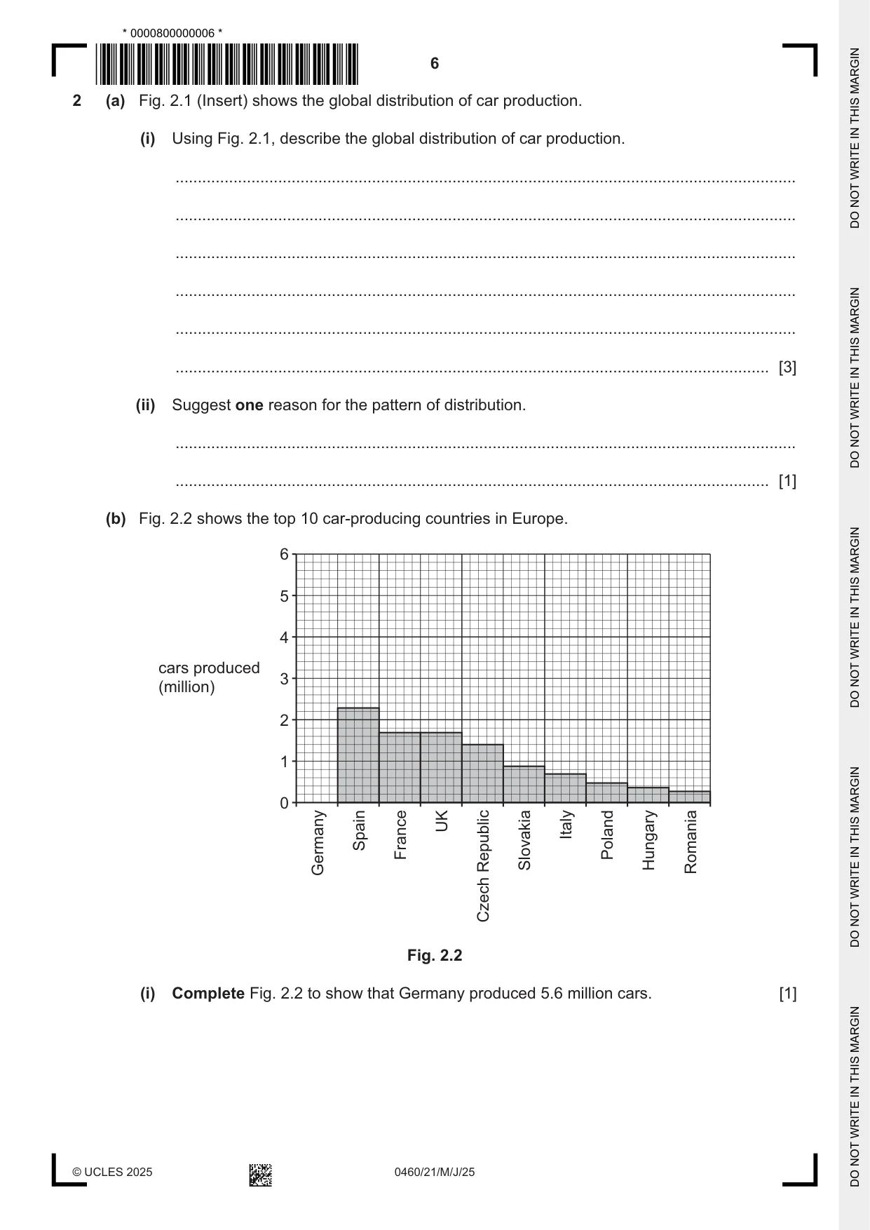 Cambridge IGCSE Geography 0460 2025 May/June Paper 2 · Variant 1 question paper, page 6 of 16
