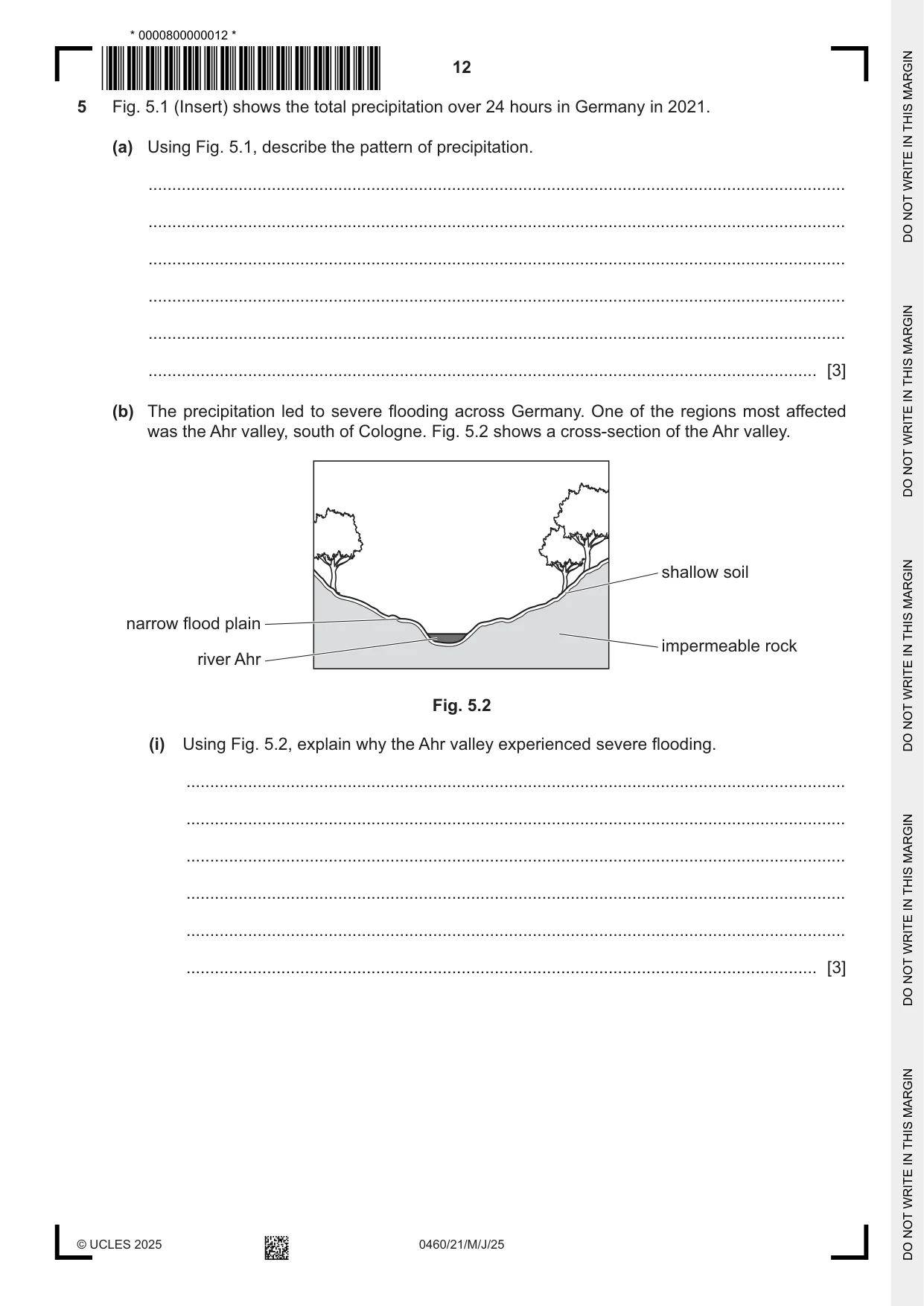 Cambridge IGCSE Geography 0460 2025 May/June Paper 2 · Variant 1 question paper, page 12 of 16