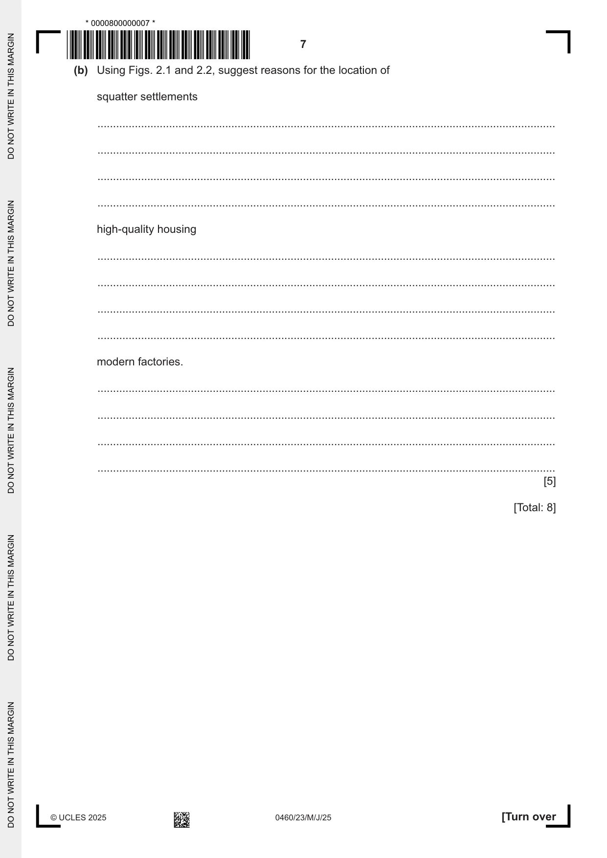 Cambridge IGCSE Geography 0460 2025 May/June Paper 2 · Variant 3 question paper, page 7 of 16