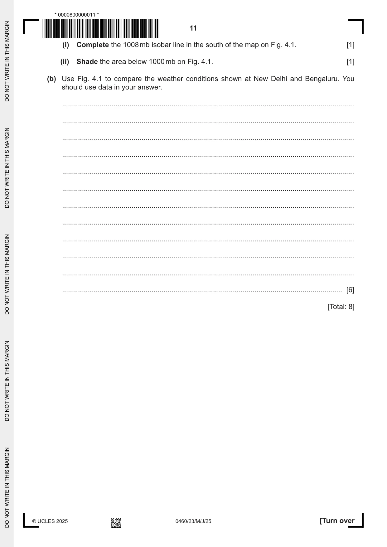 Cambridge IGCSE Geography 0460 2025 May/June Paper 2 · Variant 3 question paper, page 11 of 16