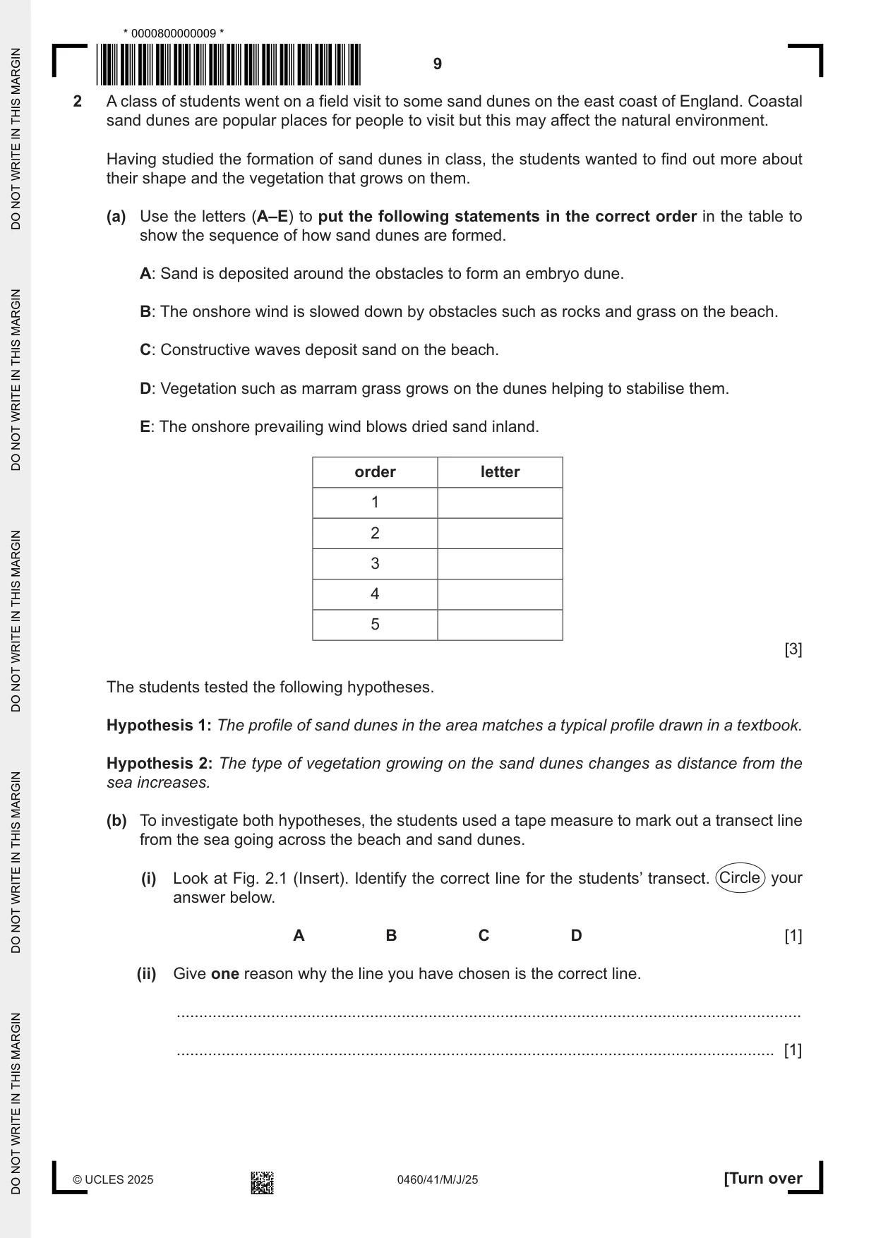 Cambridge IGCSE Geography 0460 2025 May/June Paper 4 · Variant 1 question paper, page 9 of 16