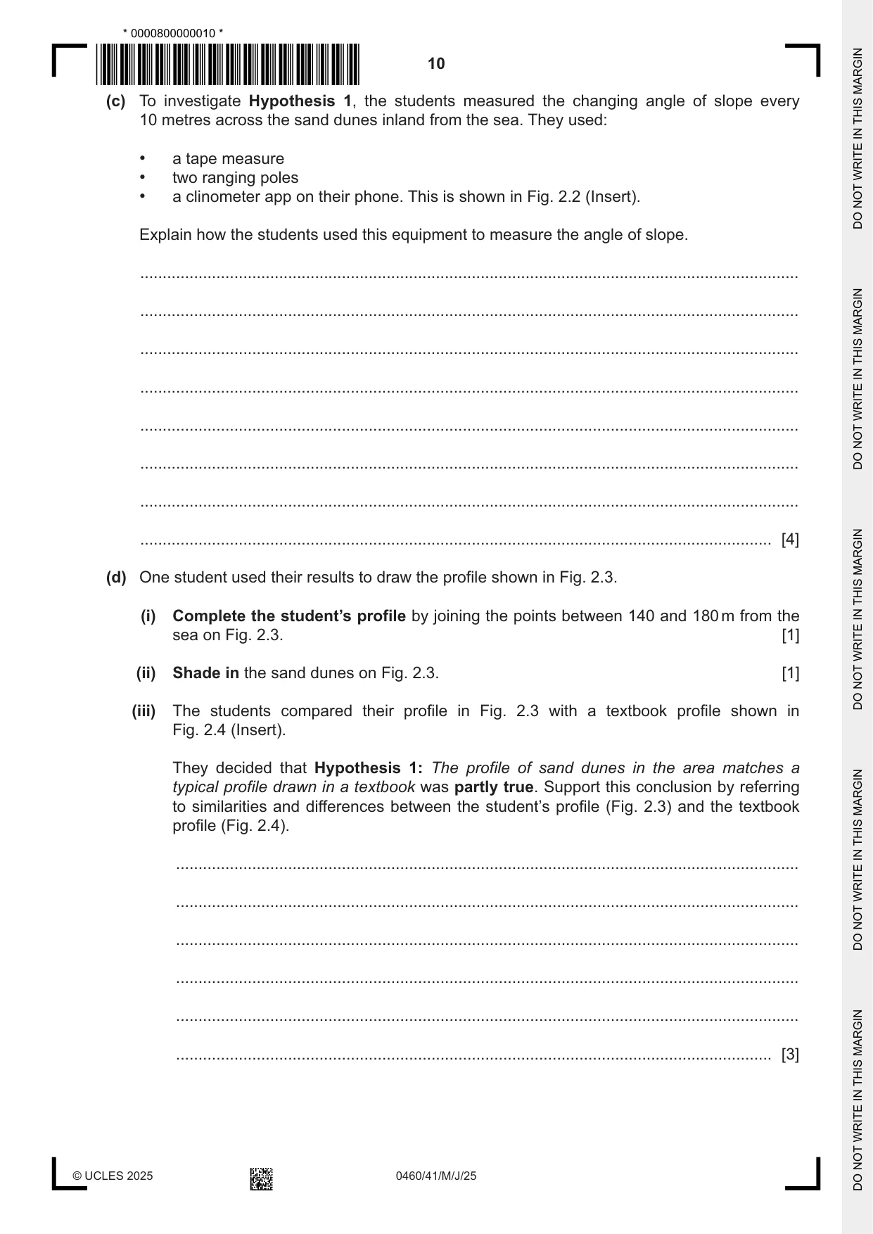 Cambridge IGCSE Geography 0460 2025 May/June Paper 4 · Variant 1 question paper, page 10 of 16