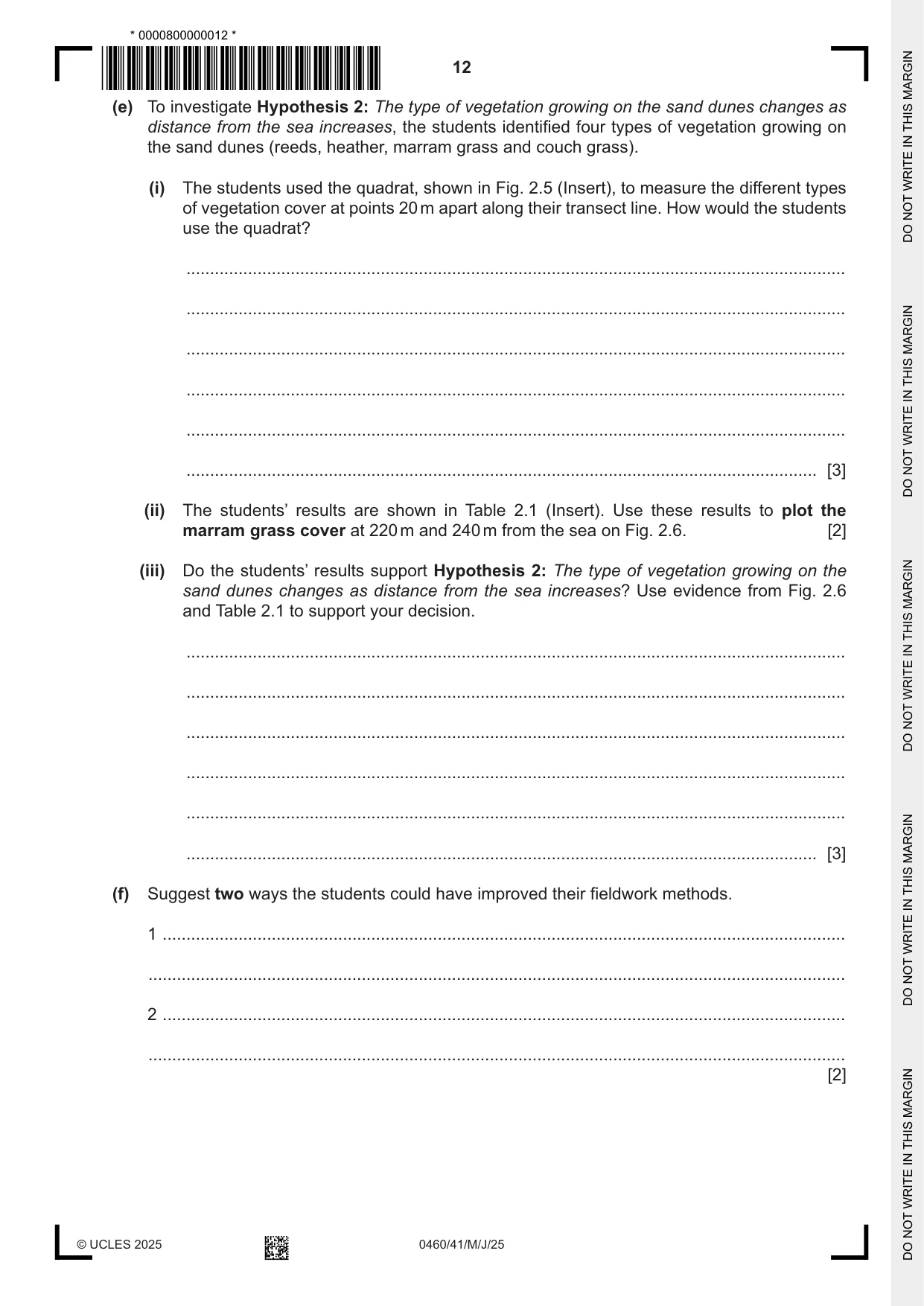 Cambridge IGCSE Geography 0460 2025 May/June Paper 4 · Variant 1 question paper, page 12 of 16
