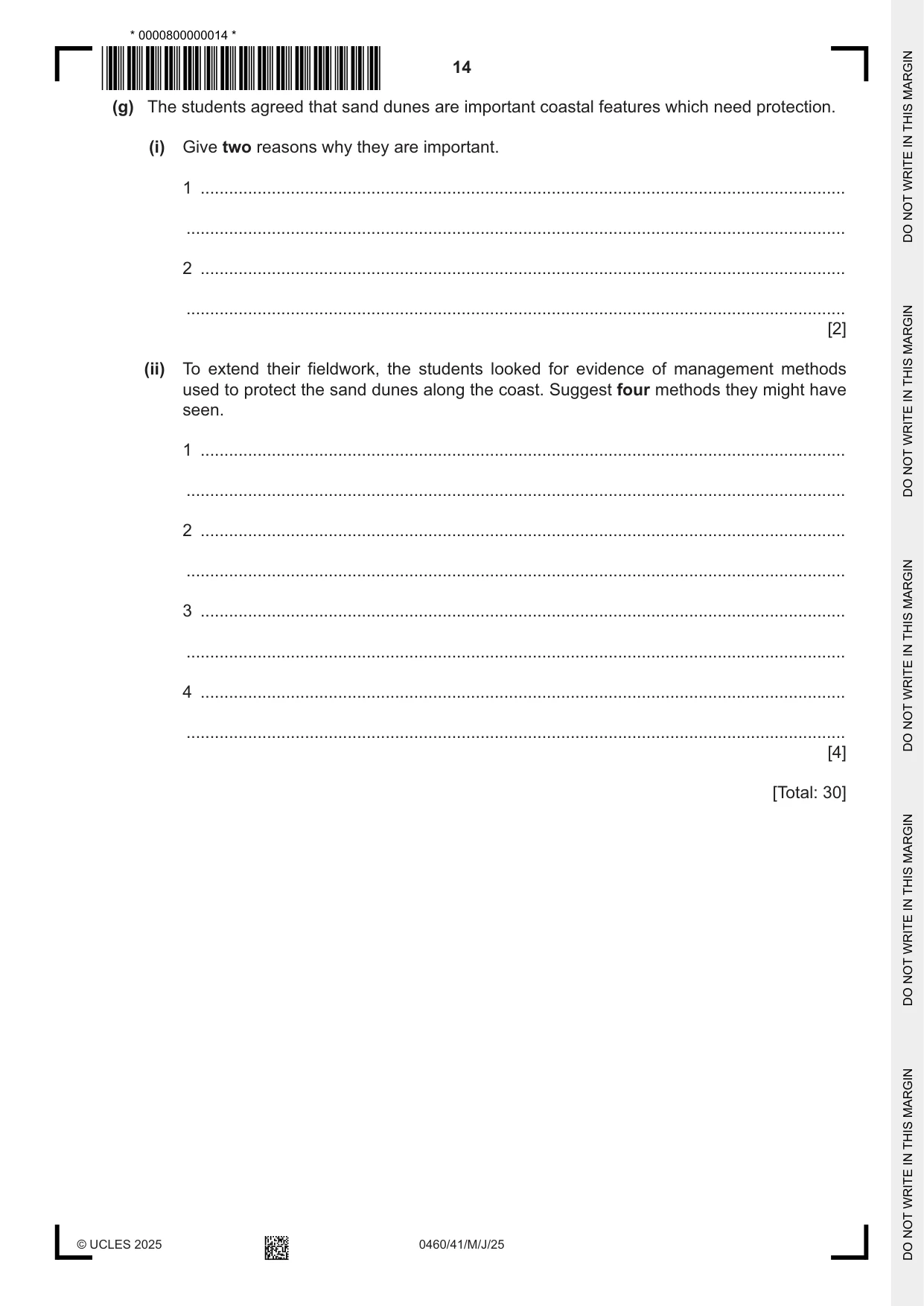 Cambridge IGCSE Geography 0460 2025 May/June Paper 4 · Variant 1 question paper, page 14 of 16