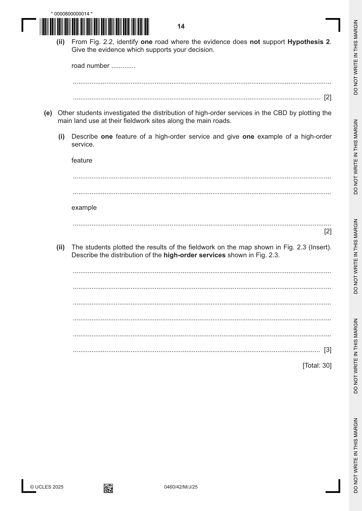 Cambridge IGCSE Geography 0460 2025 May/June Paper 4 · Variant 2 question paper, page 14 of 16