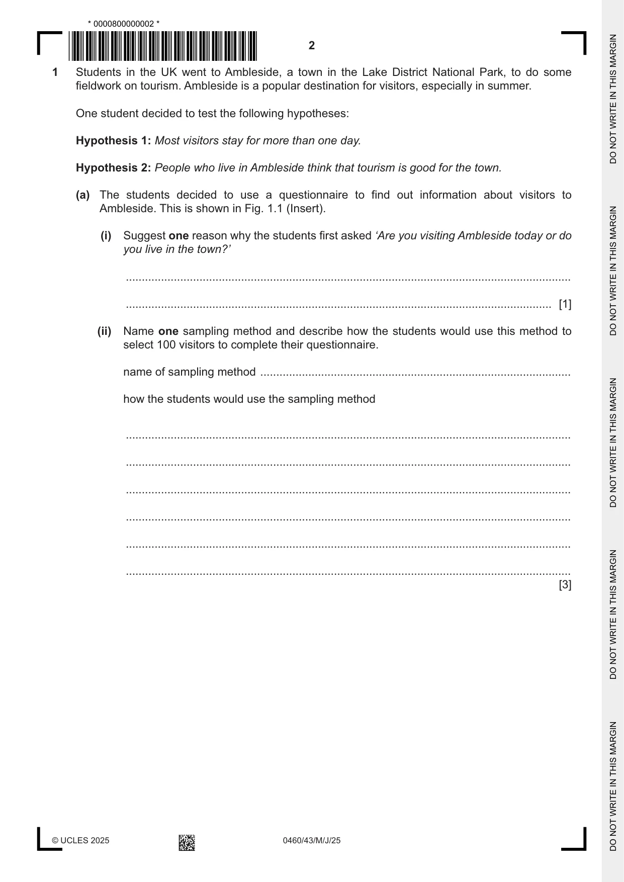 Cambridge IGCSE Geography 0460 2025 May/June Paper 4 · Variant 3 question paper, page 2 of 16