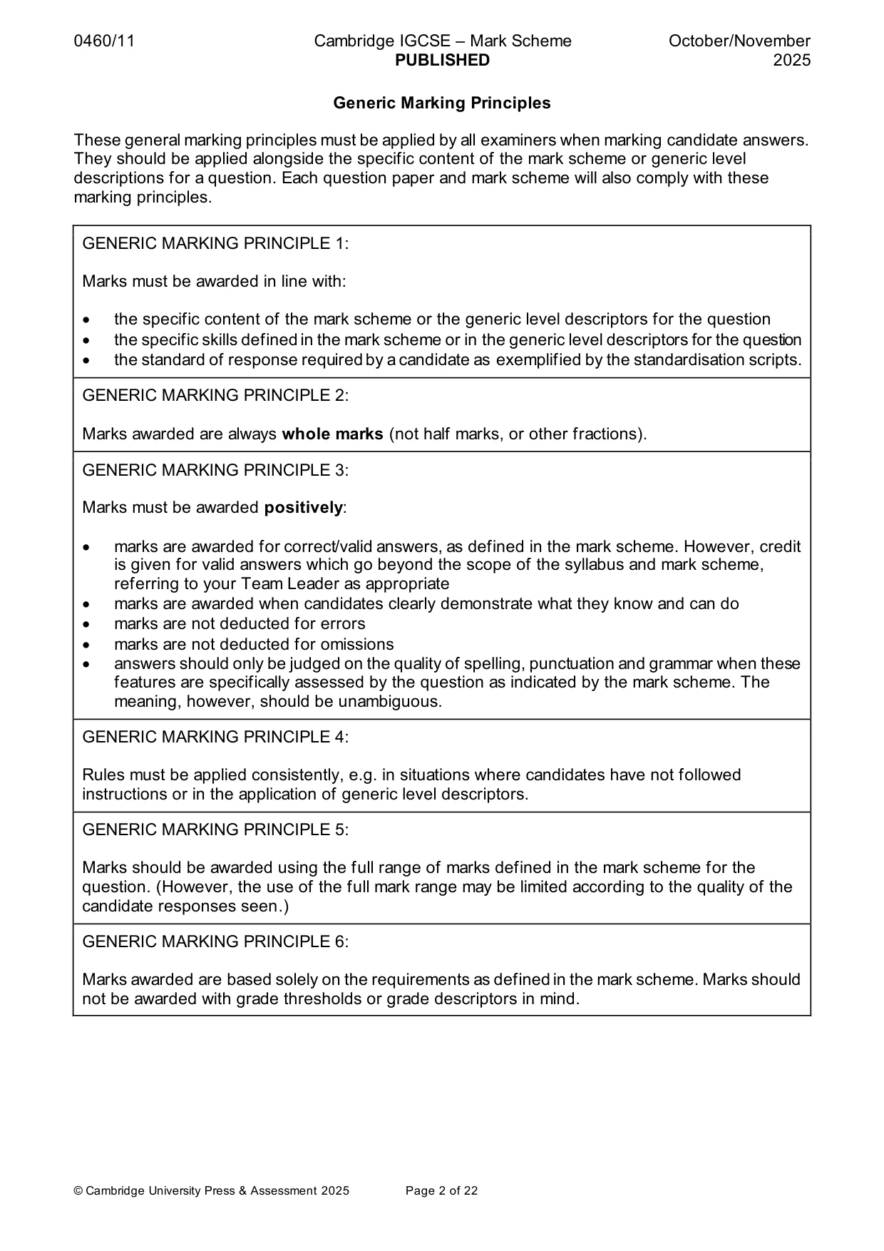 Mark scheme, page 2 of 22