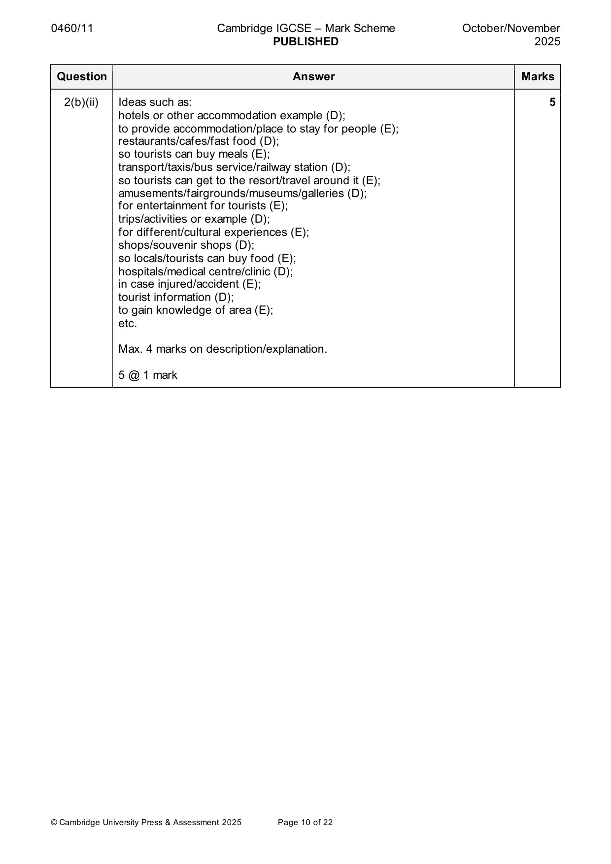 Mark scheme, page 10 of 22