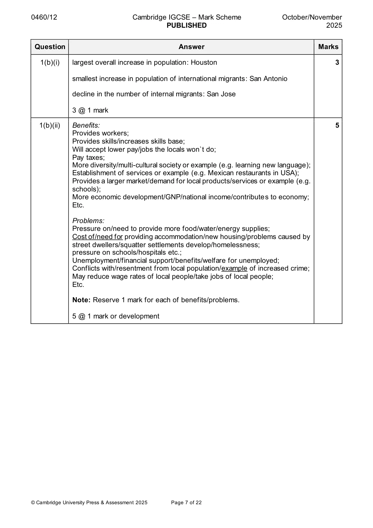 Mark scheme, page 7 of 22