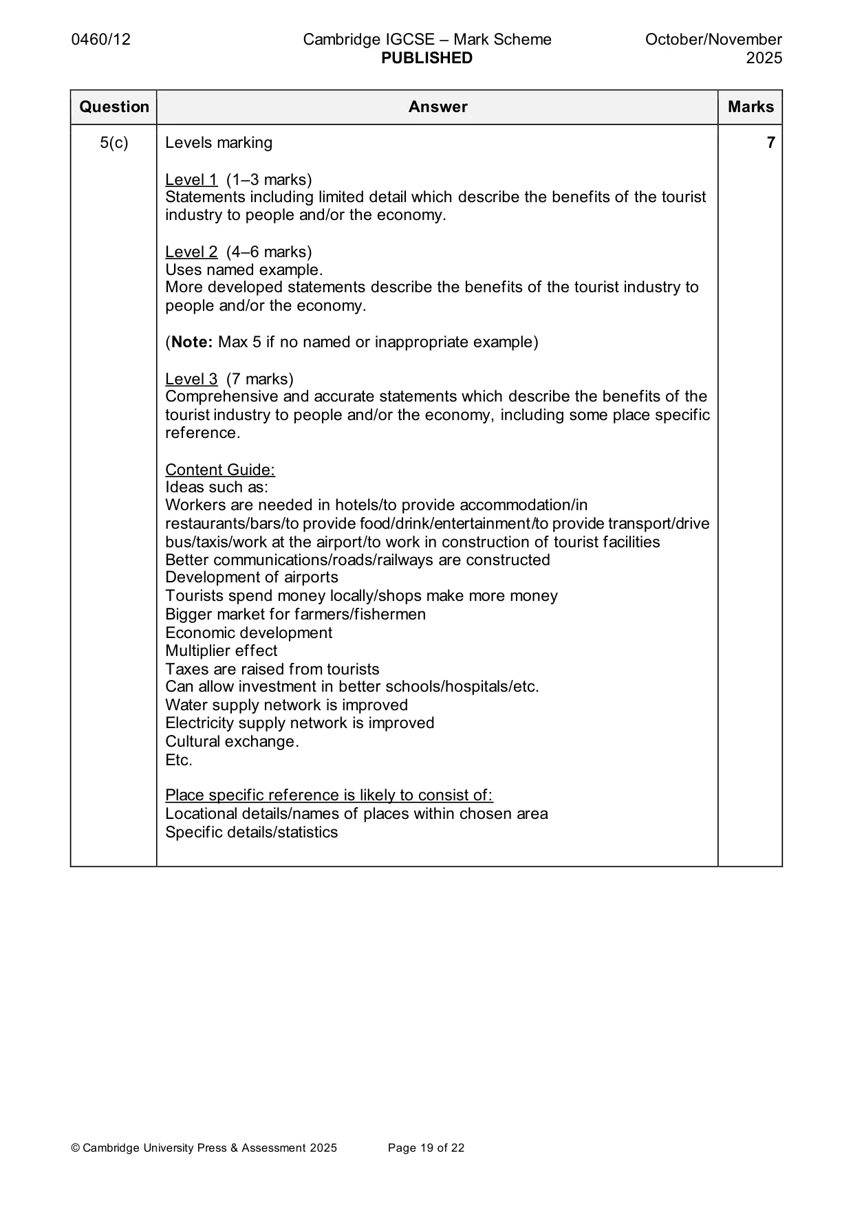 Mark scheme, page 19 of 22