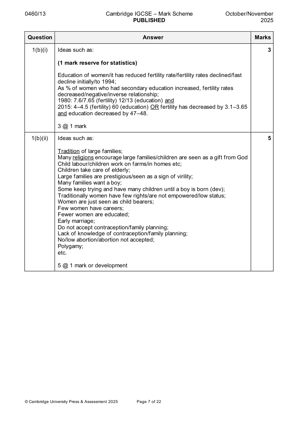 Mark scheme, page 7 of 22