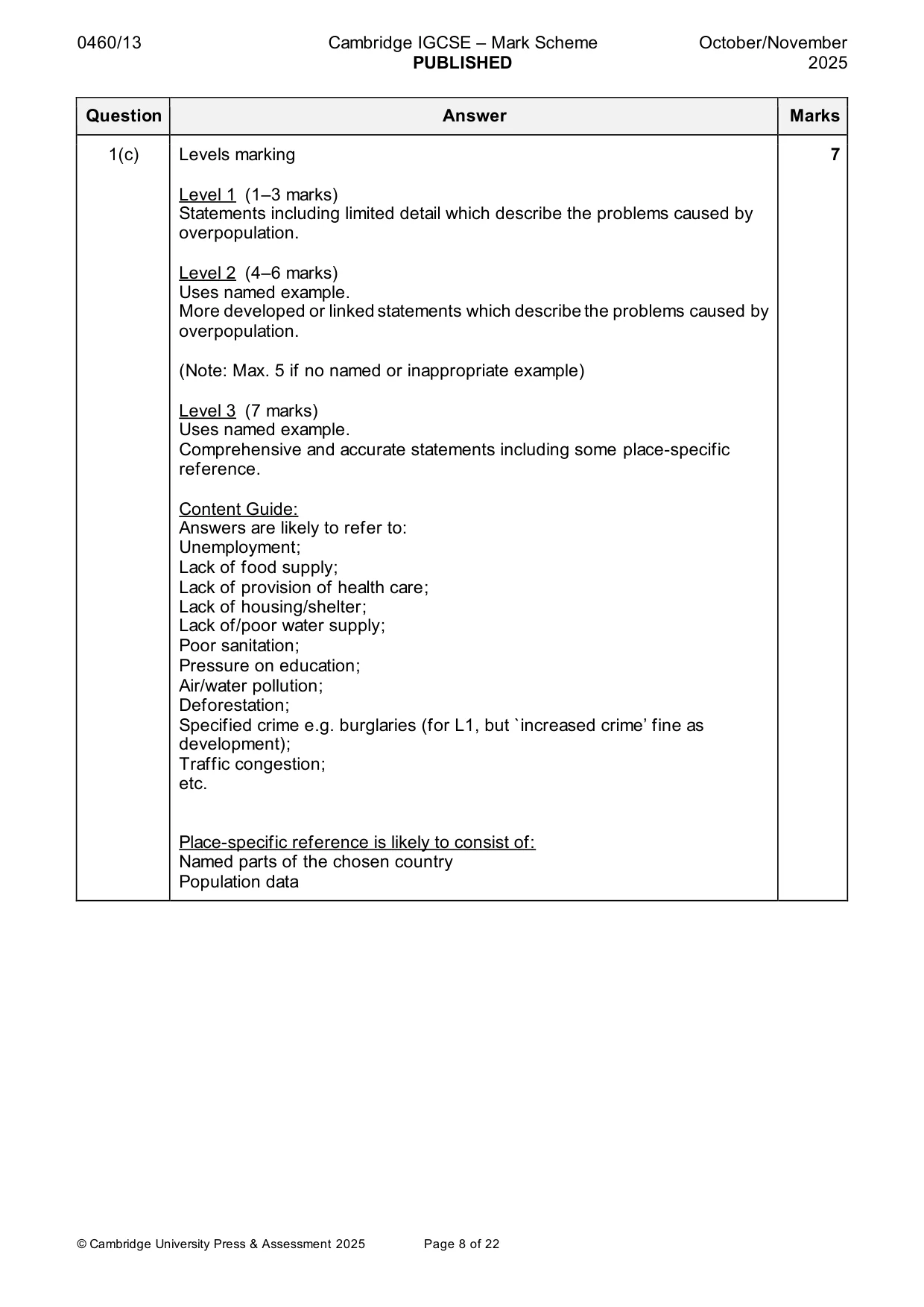 Mark scheme, page 8 of 22