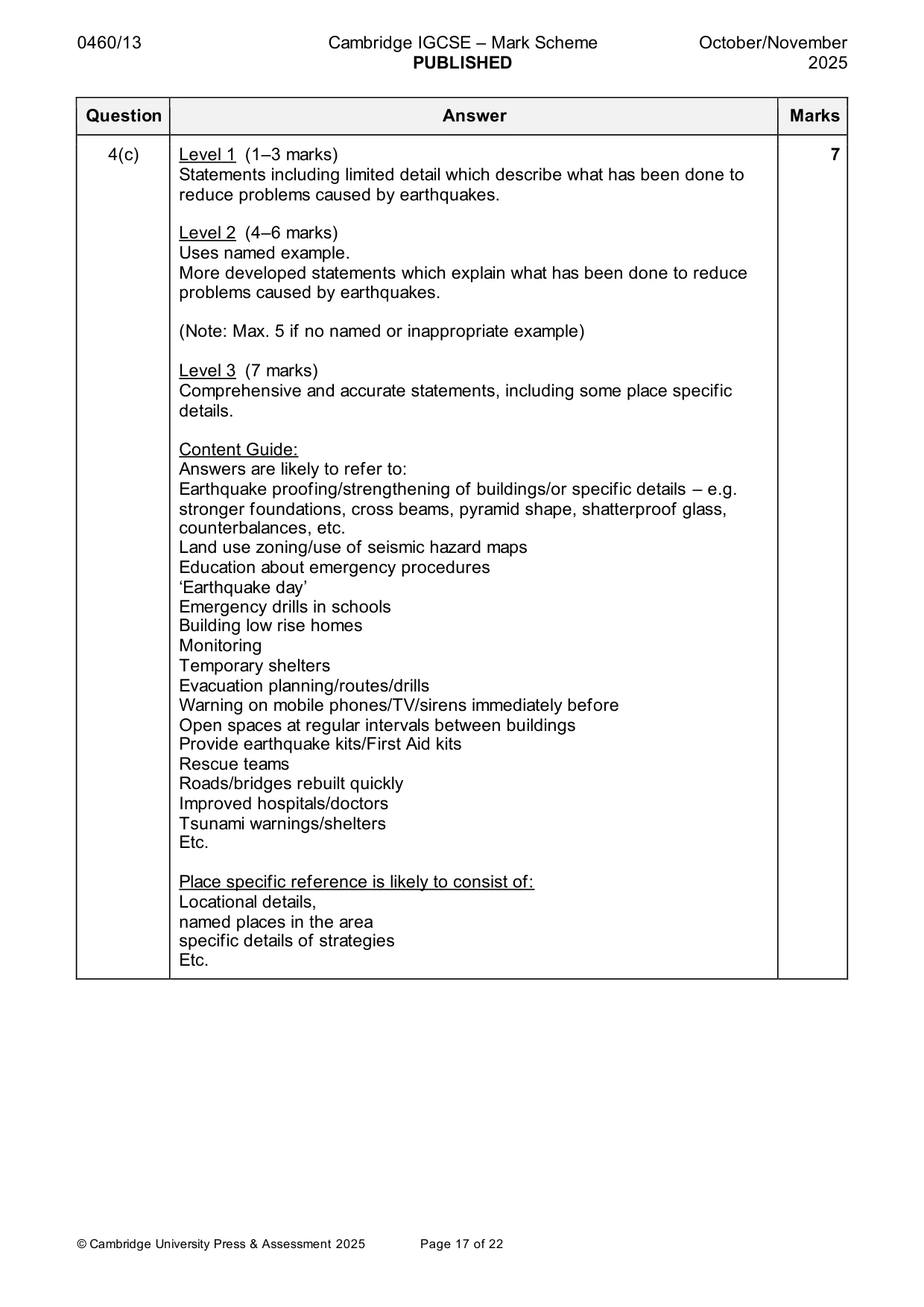 Mark scheme, page 17 of 22