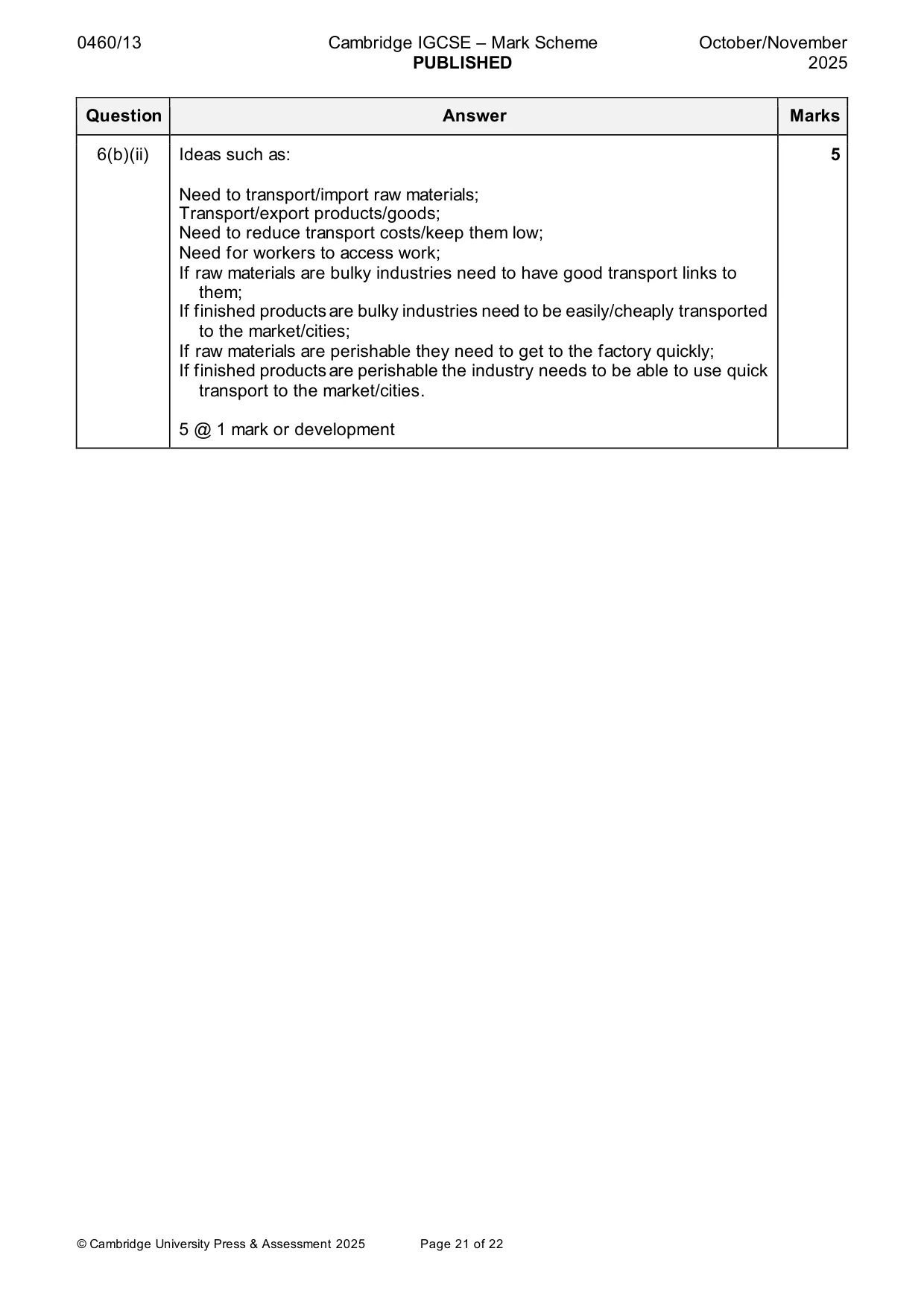 Mark scheme, page 21 of 22