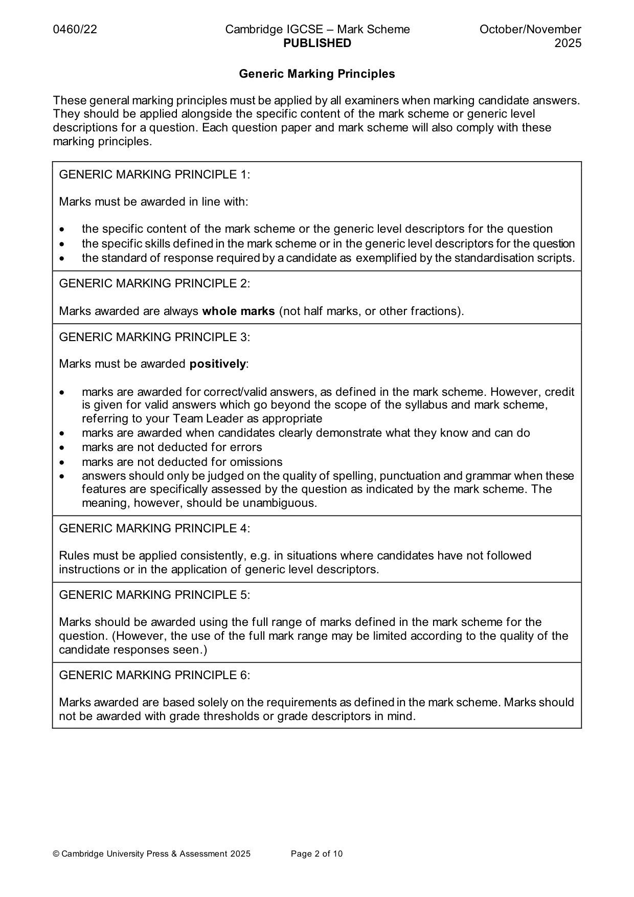Mark scheme, page 2 of 10