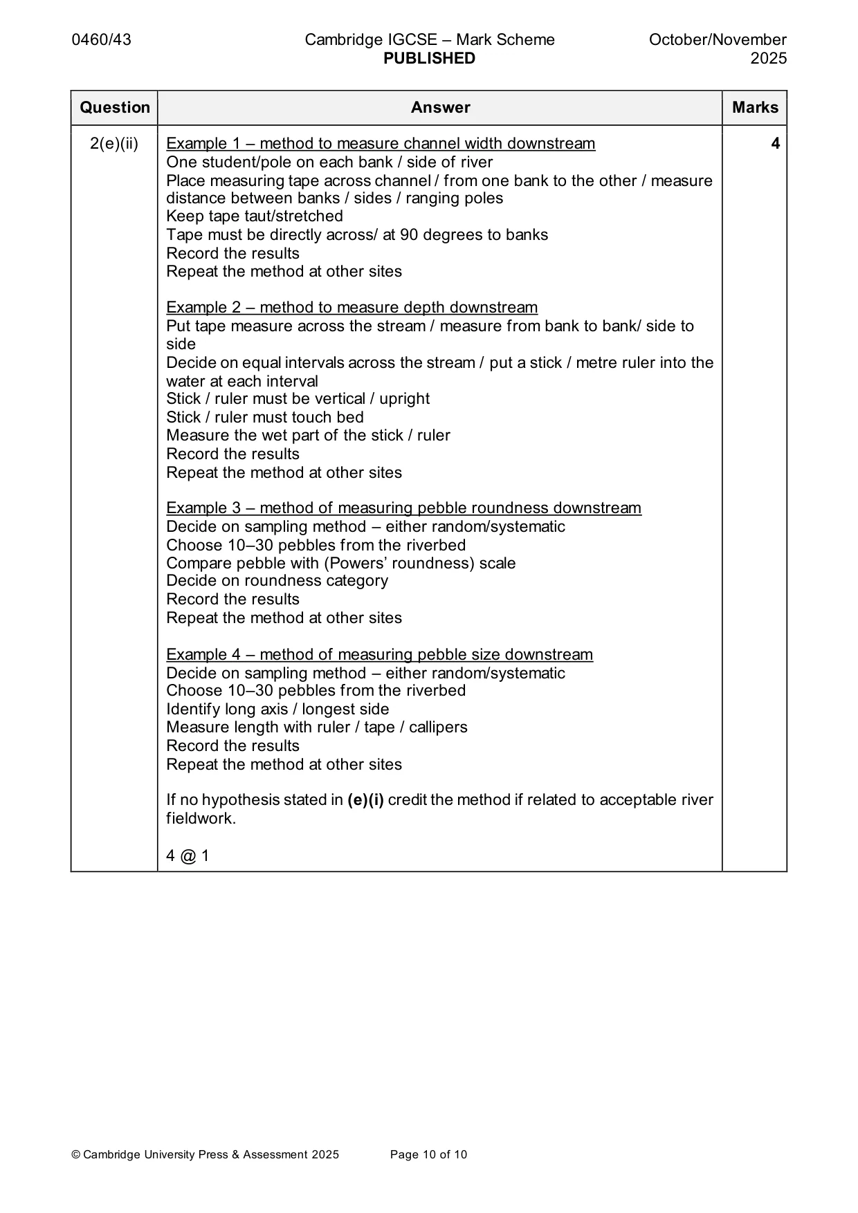 Mark scheme, page 10 of 10