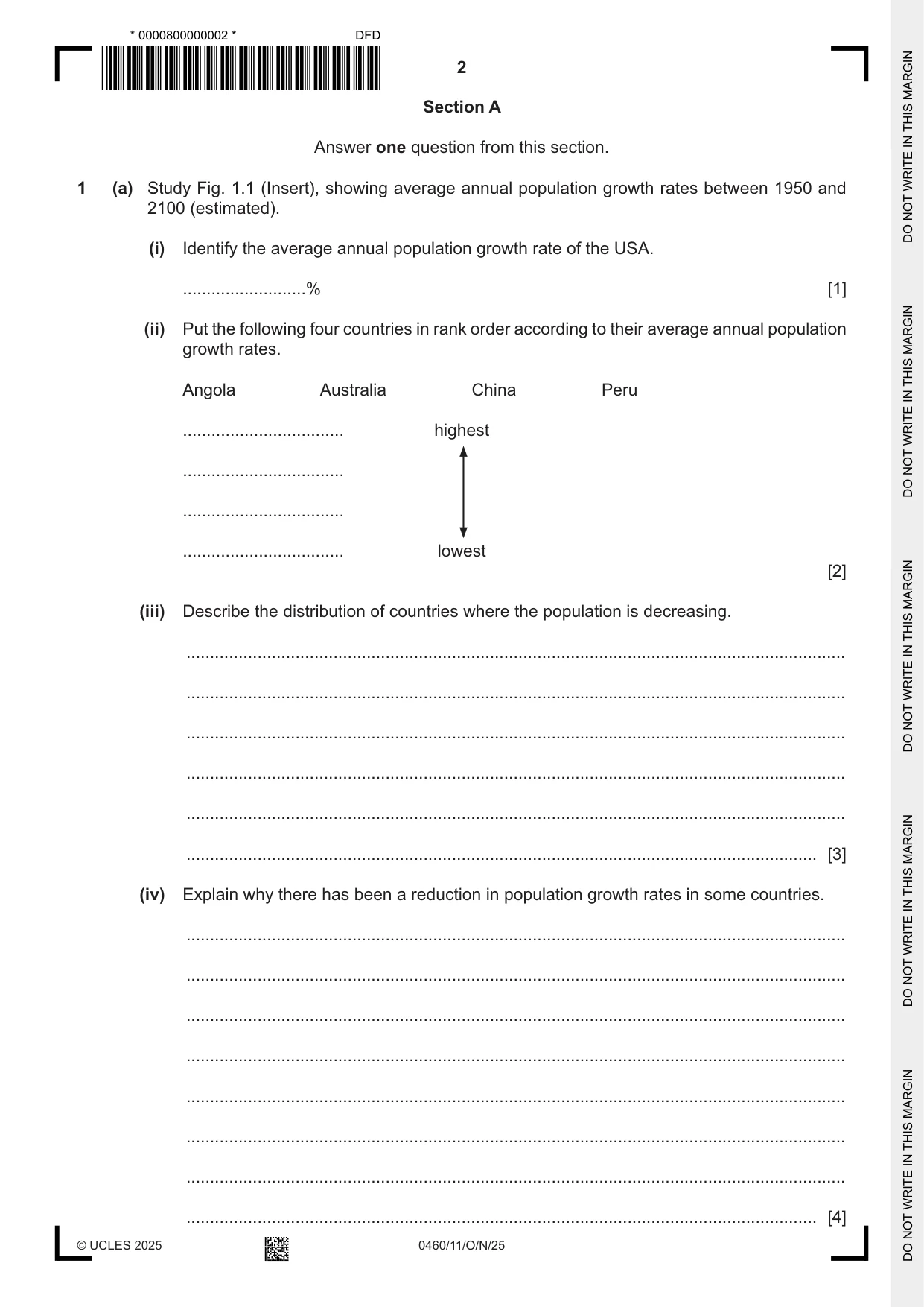 Cambridge IGCSE Geography 0460 2025 Oct/Nov Paper 1 · Variant 1 question paper, page 2 of 28