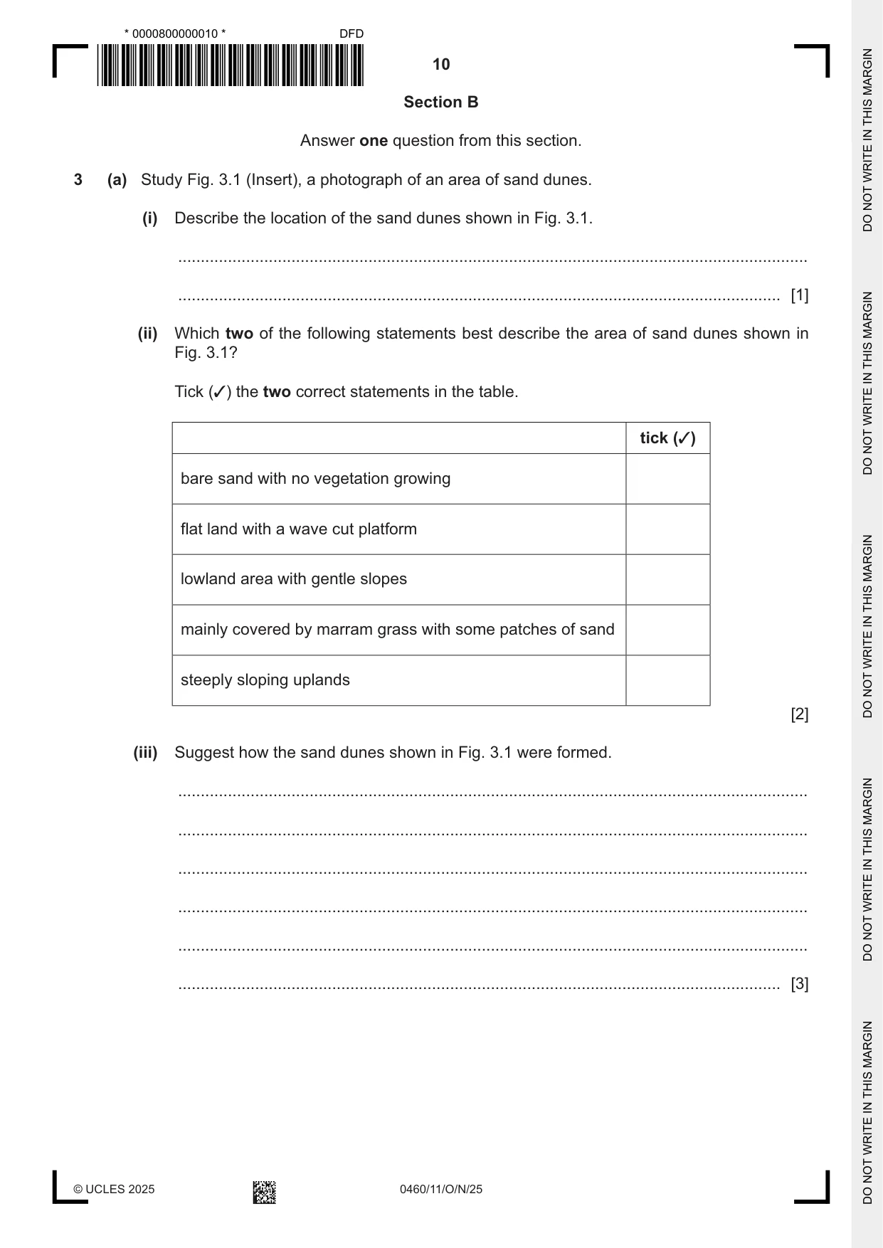 Cambridge IGCSE Geography 0460 2025 Oct/Nov Paper 1 · Variant 1 question paper, page 10 of 28