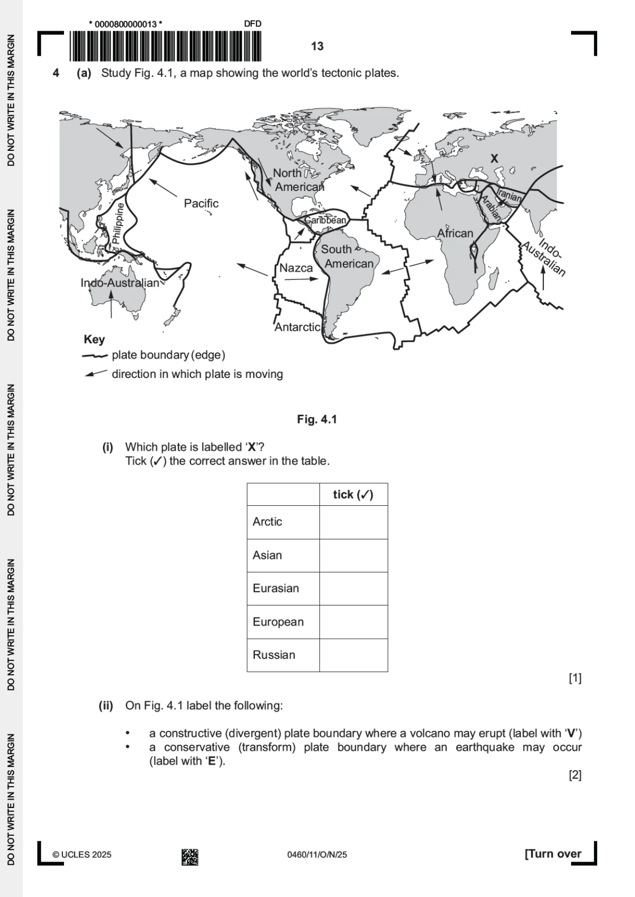 Cambridge IGCSE Geography 0460 2025 Oct/Nov Paper 1 · Variant 1 question paper, page 13 of 28
