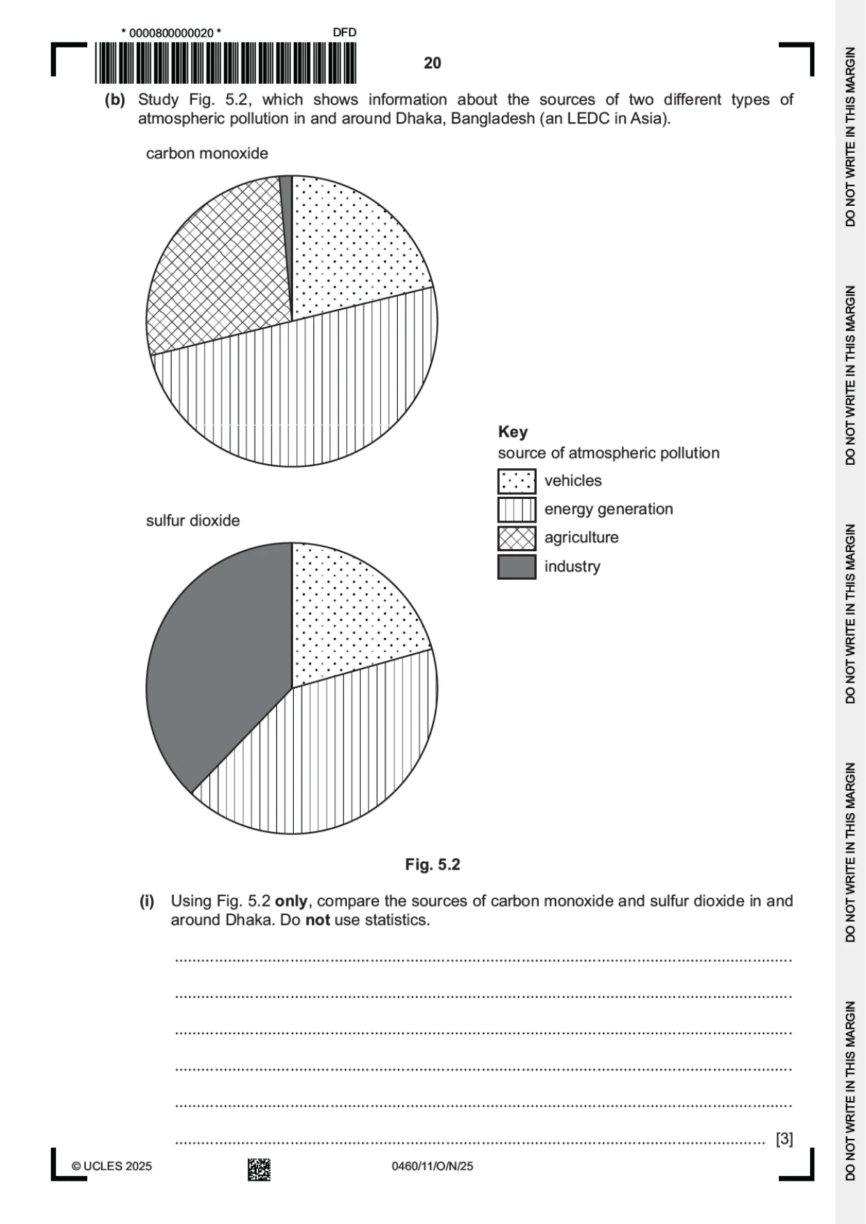 Cambridge IGCSE Geography 0460 2025 Oct/Nov Paper 1 · Variant 1 question paper, page 20 of 28