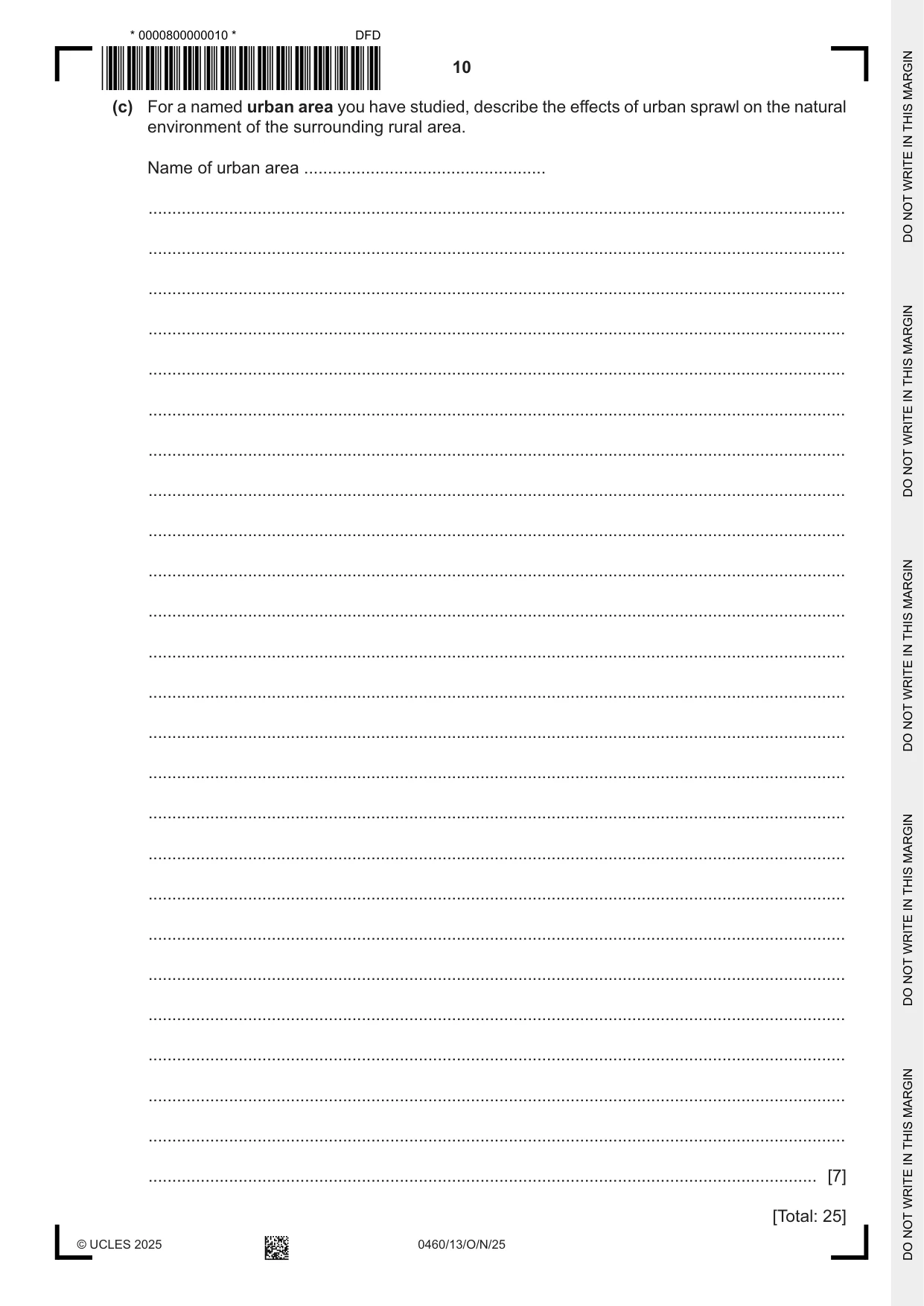 Cambridge IGCSE Geography 0460 2025 Oct/Nov Paper 1 · Variant 3 question paper, page 10 of 32
