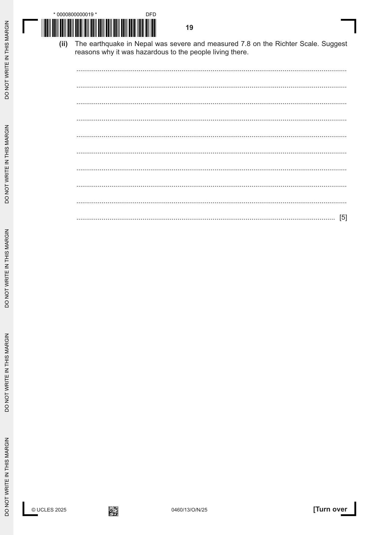 Cambridge IGCSE Geography 0460 2025 Oct/Nov Paper 1 · Variant 3 question paper, page 19 of 32