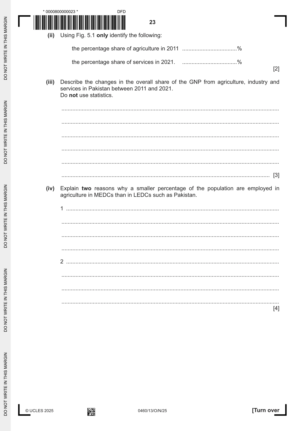 Cambridge IGCSE Geography 0460 2025 Oct/Nov Paper 1 · Variant 3 question paper, page 23 of 32