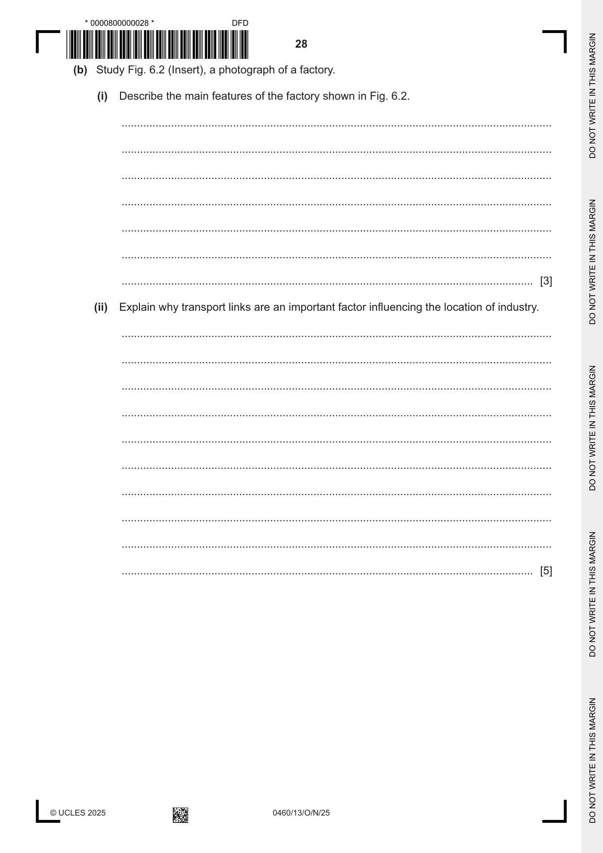 Cambridge IGCSE Geography 0460 2025 Oct/Nov Paper 1 · Variant 3 question paper, page 28 of 32