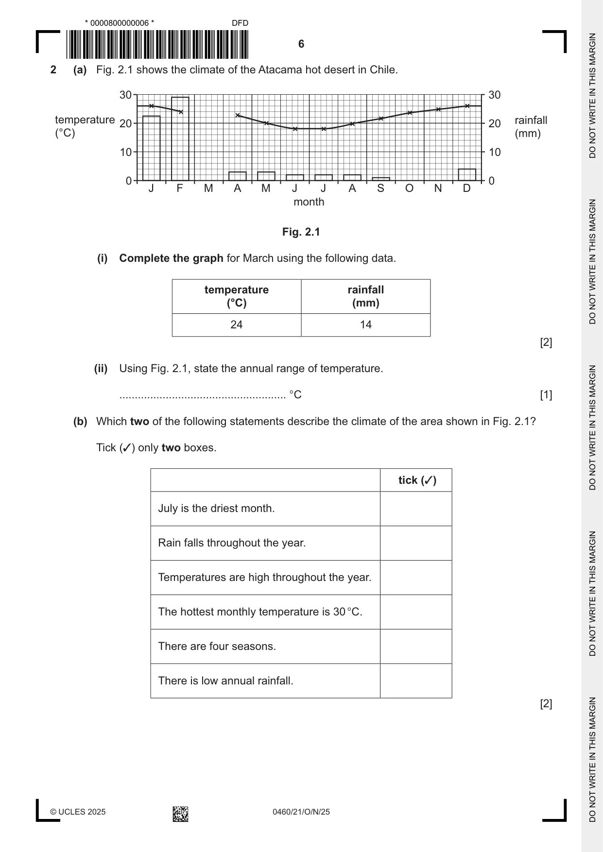 Cambridge IGCSE Geography 0460 2025 Oct/Nov Paper 2 · Variant 1 question paper, page 6 of 20