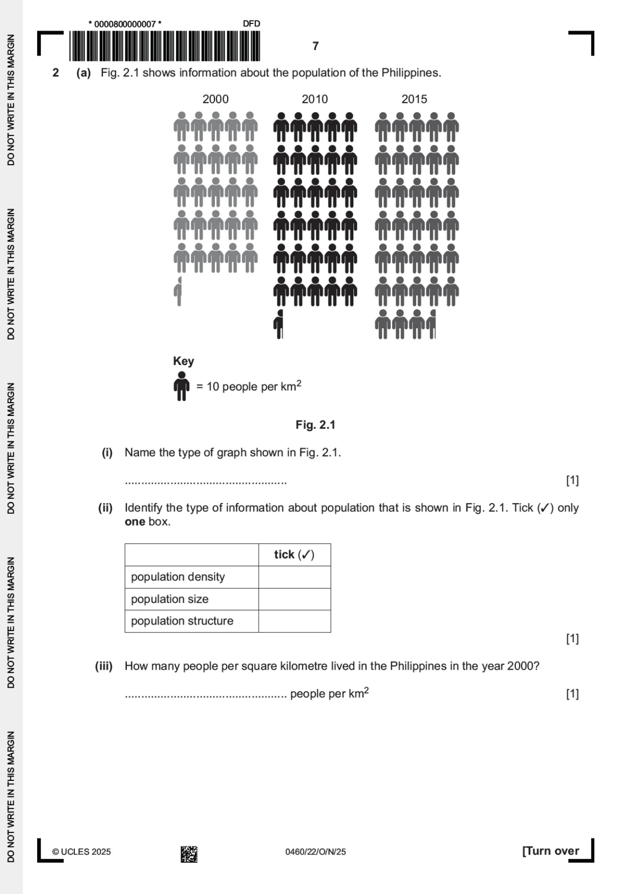 Cambridge IGCSE Geography 0460 2025 Oct/Nov Paper 2 · Variant 2 question paper, page 7 of 20