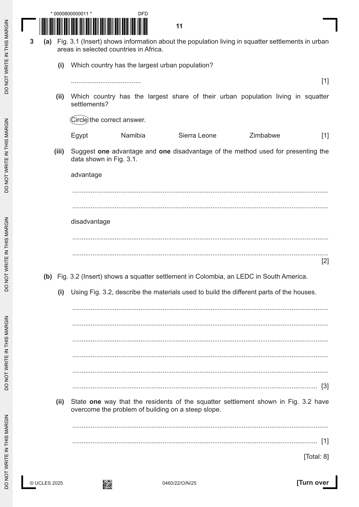 Cambridge IGCSE Geography 0460 2025 Oct/Nov Paper 2 · Variant 2 question paper, page 11 of 20