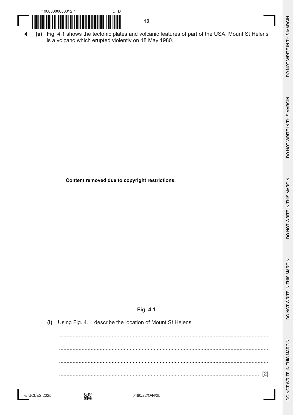 Cambridge IGCSE Geography 0460 2025 Oct/Nov Paper 2 · Variant 2 question paper, page 12 of 20