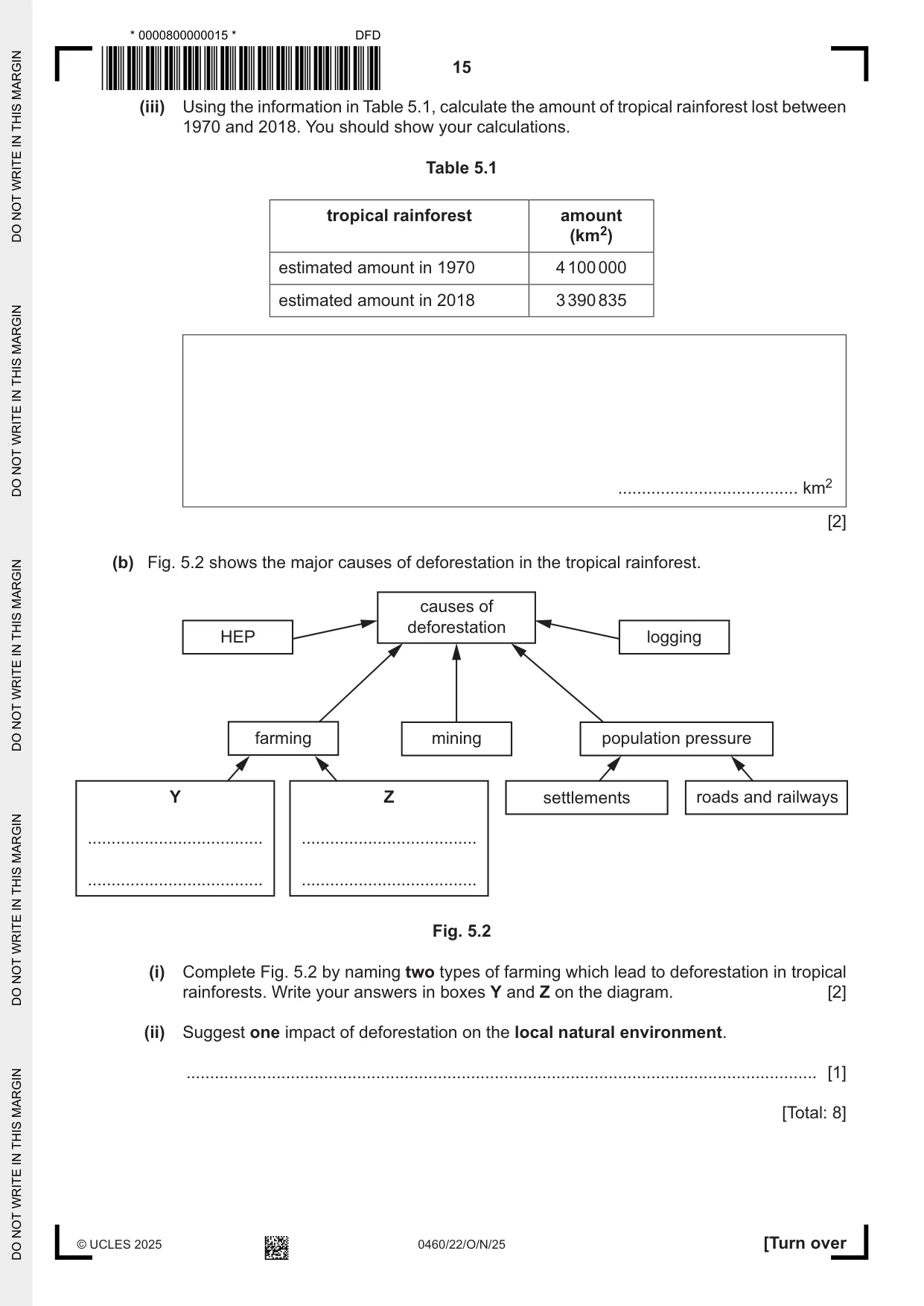 Cambridge IGCSE Geography 0460 2025 Oct/Nov Paper 2 · Variant 2 question paper, page 15 of 20