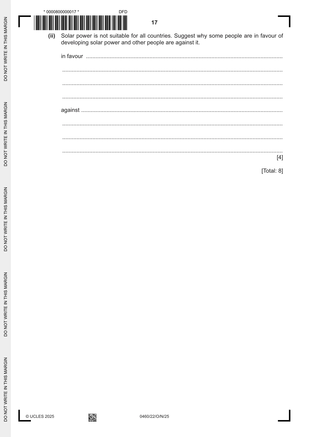 Cambridge IGCSE Geography 0460 2025 Oct/Nov Paper 2 · Variant 2 question paper, page 17 of 20