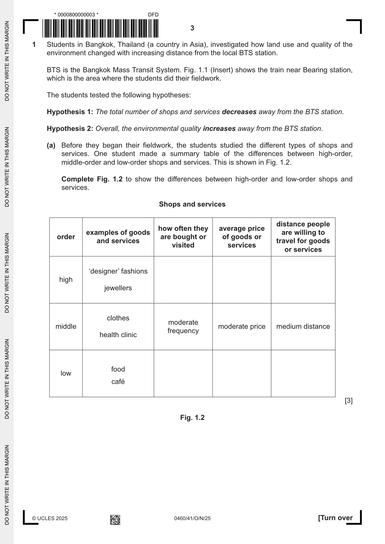 Cambridge IGCSE Geography 0460 2025 Oct/Nov Paper 4 · Variant 1 question paper, page 3 of 20
