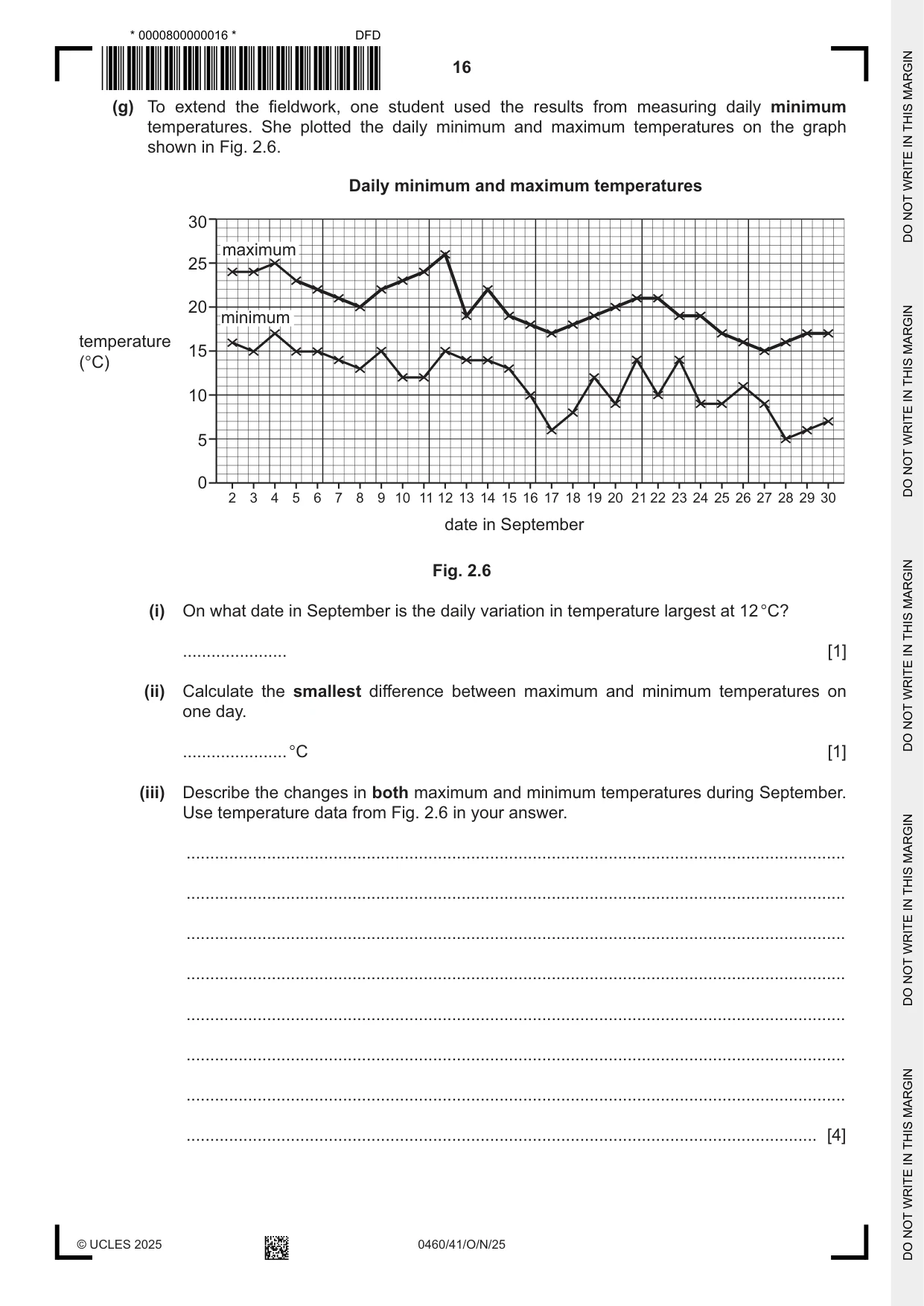 Cambridge IGCSE Geography 0460 2025 Oct/Nov Paper 4 · Variant 1 question paper, page 16 of 20