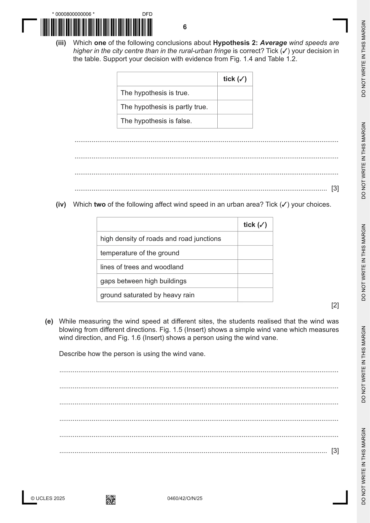 Cambridge IGCSE Geography 0460 2025 Oct/Nov Paper 4 · Variant 2 question paper, page 6 of 16