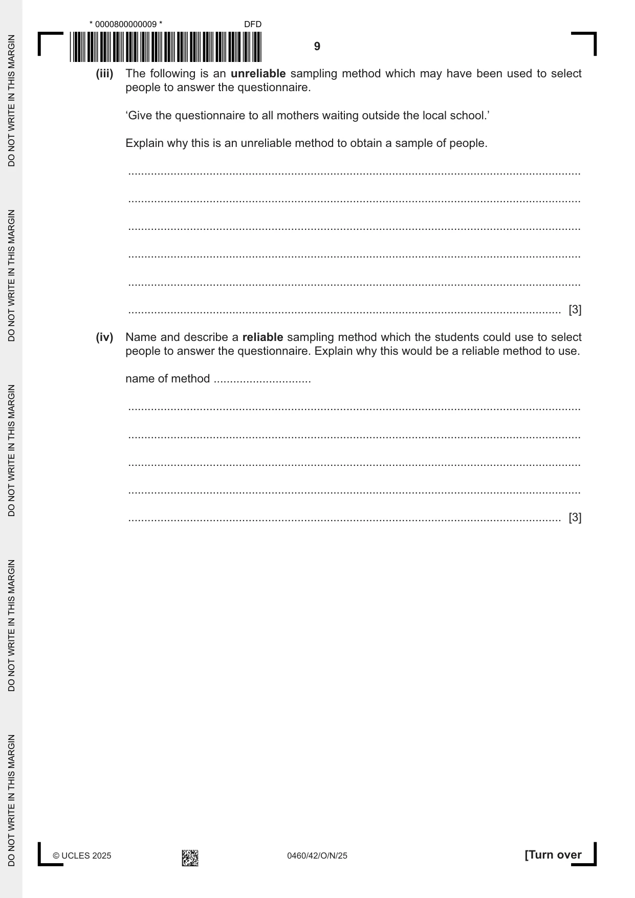 Cambridge IGCSE Geography 0460 2025 Oct/Nov Paper 4 · Variant 2 question paper, page 9 of 16