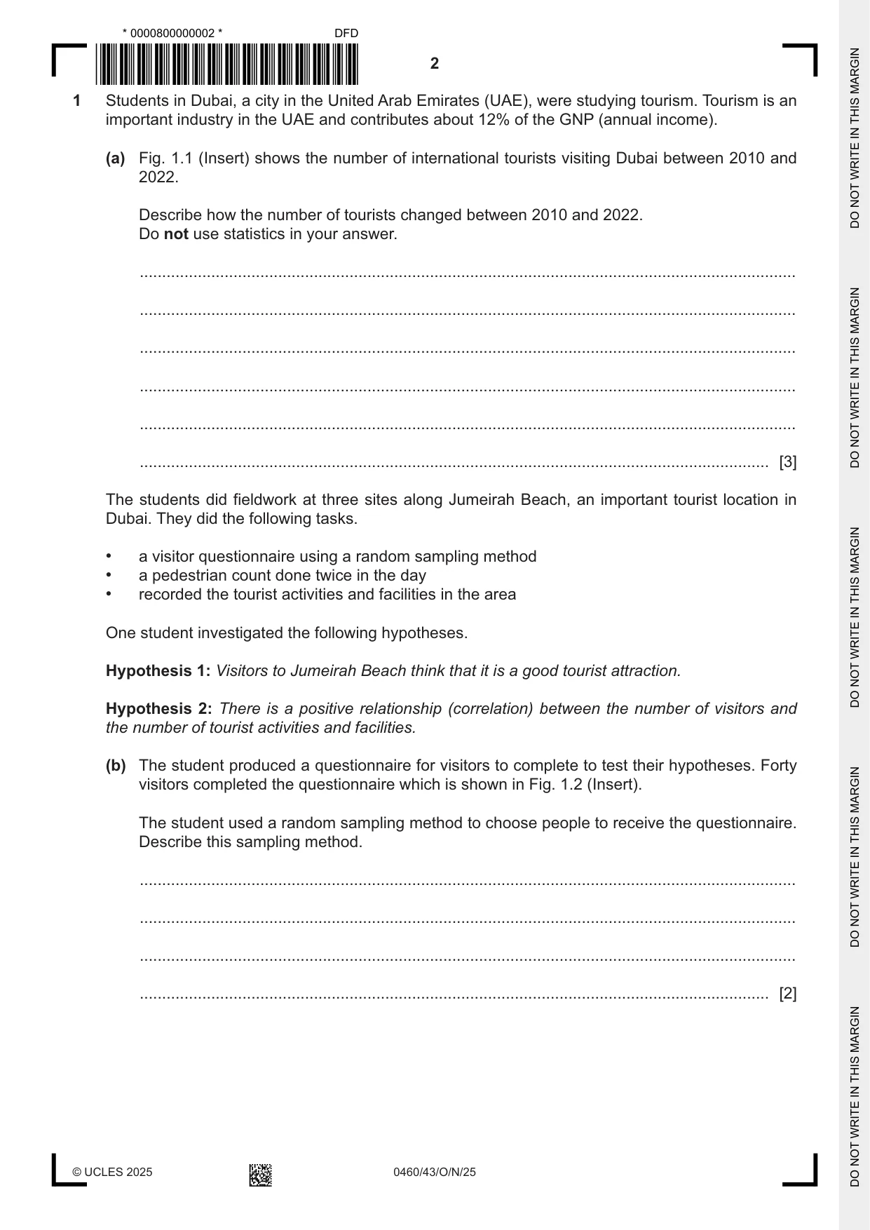 Cambridge IGCSE Geography 0460 2025 Oct/Nov Paper 4 · Variant 3 question paper, page 2 of 16