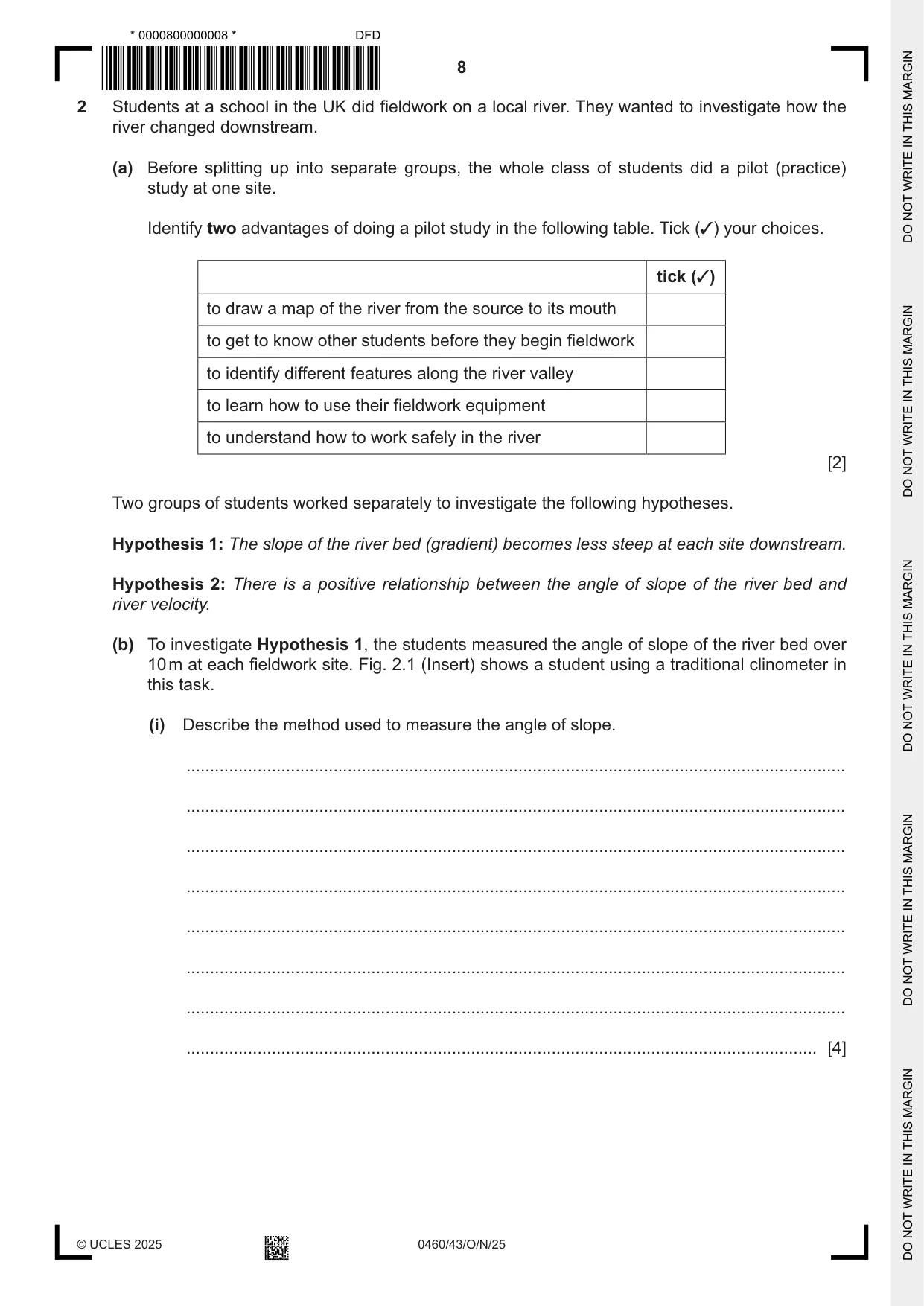Cambridge IGCSE Geography 0460 2025 Oct/Nov Paper 4 · Variant 3 question paper, page 8 of 16