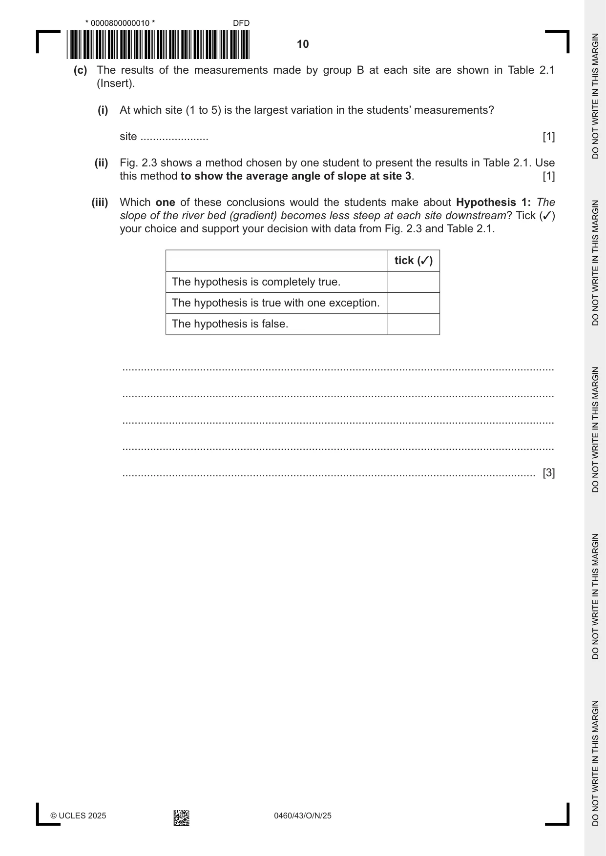 Cambridge IGCSE Geography 0460 2025 Oct/Nov Paper 4 · Variant 3 question paper, page 10 of 16