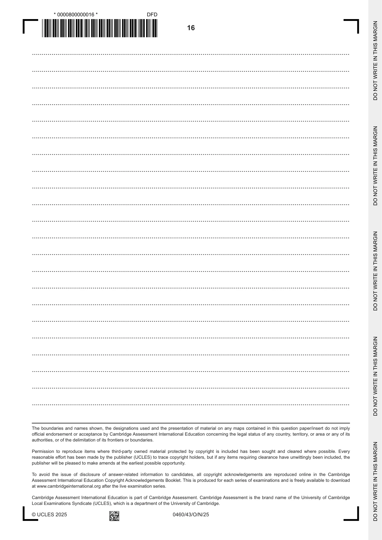 Cambridge IGCSE Geography 0460 2025 Oct/Nov Paper 4 · Variant 3 question paper, page 16 of 16