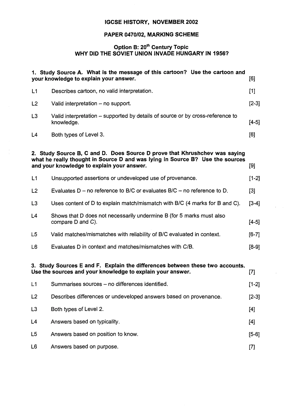 Mark scheme, page 3 of 5
