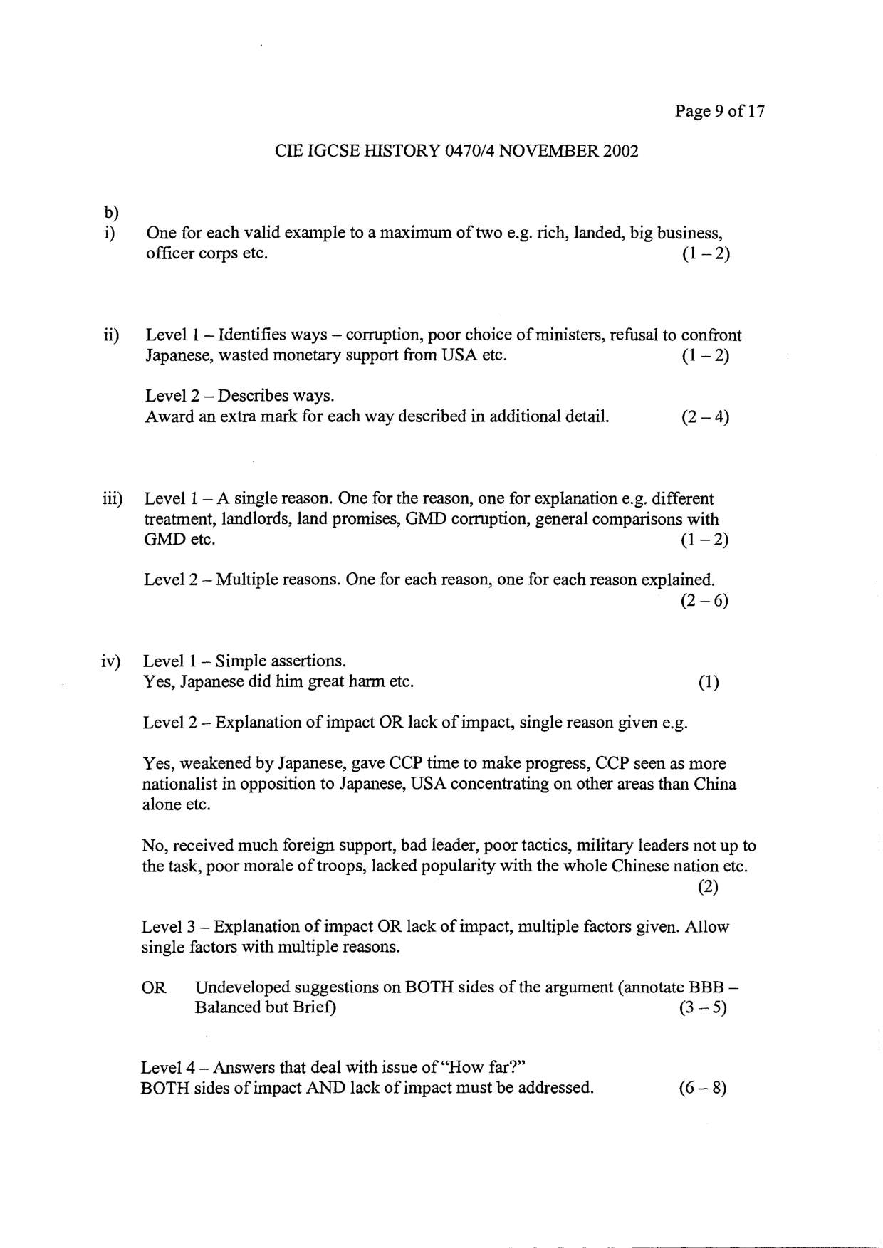 Mark scheme, page 8 of 16