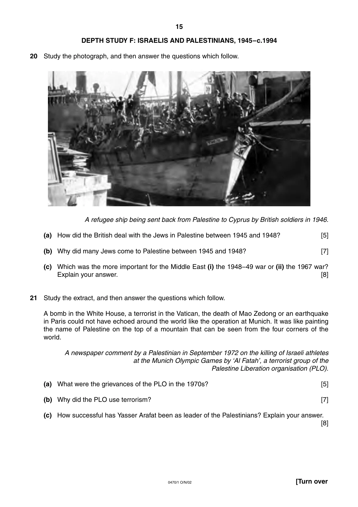 Cambridge IGCSE History 0470 2002 Oct/Nov Paper 1 · Variant 1 question paper, page 15 of 20