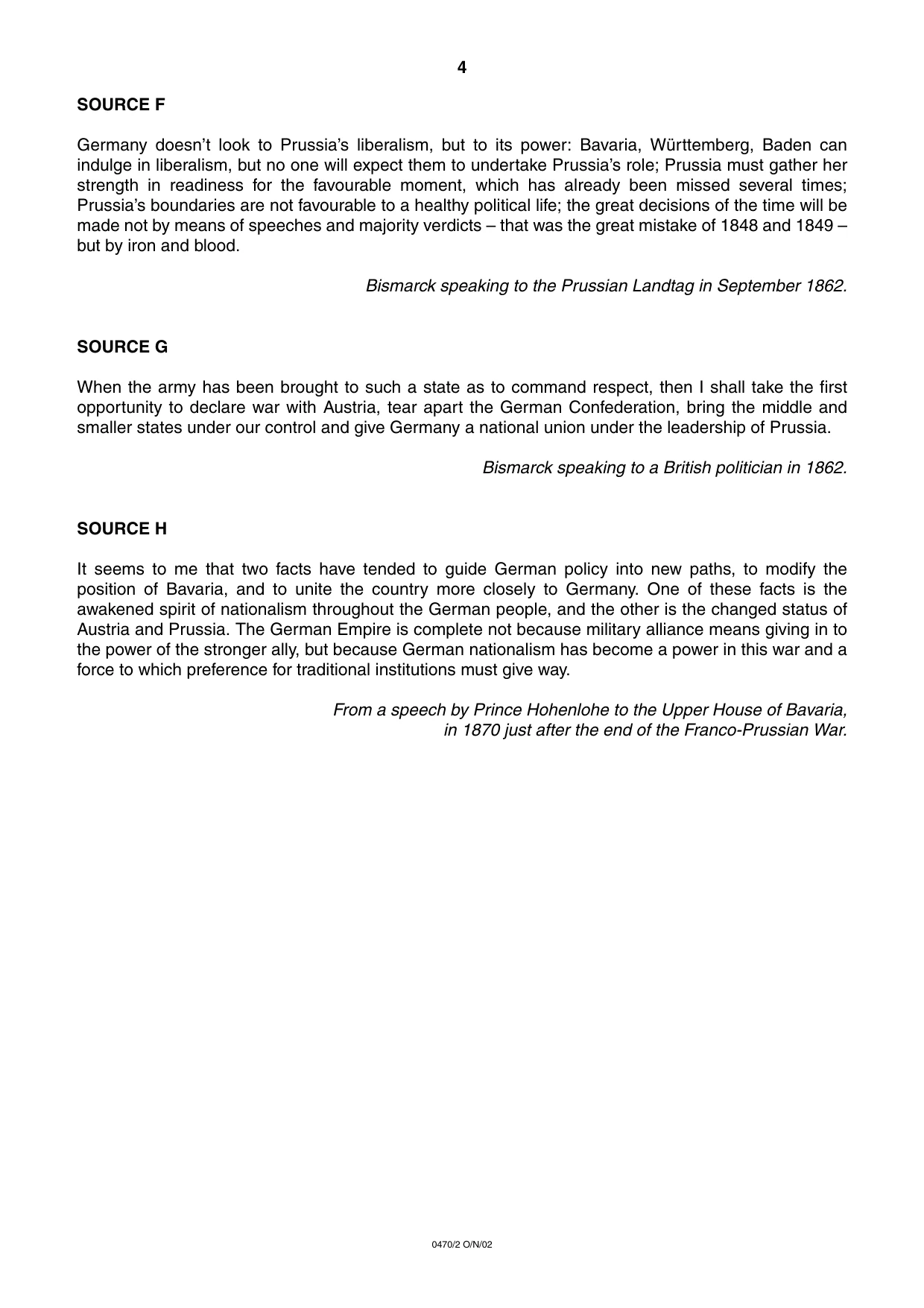 Cambridge IGCSE History 0470 2002 Oct/Nov Paper 2 · Variant 1 question paper, page 4 of 16