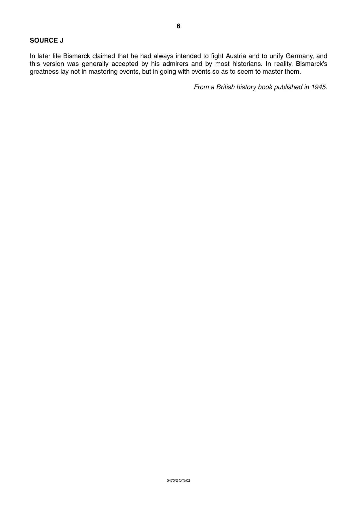 Cambridge IGCSE History 0470 2002 Oct/Nov Paper 2 · Variant 1 question paper, page 6 of 16
