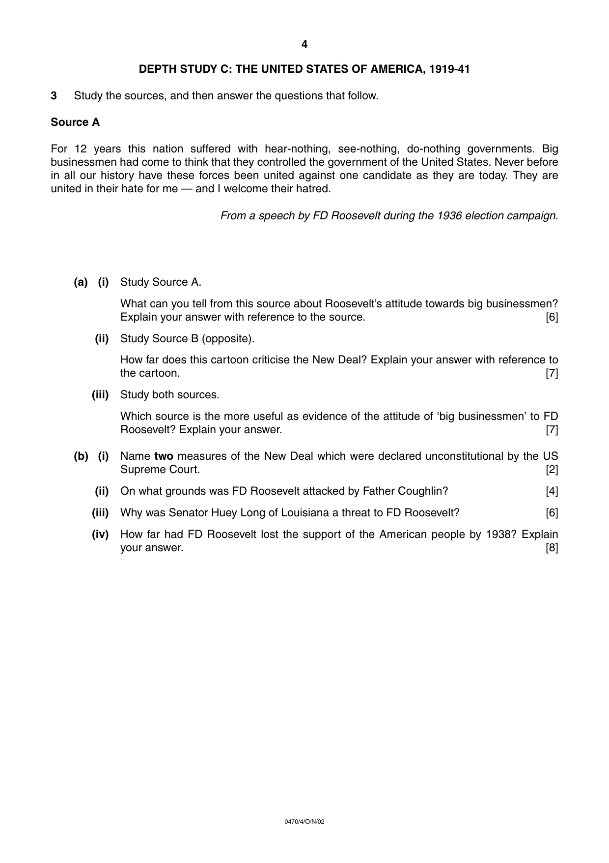 Cambridge IGCSE History 0470 2002 Oct/Nov Paper 4 · Variant 1 question paper, page 4 of 12